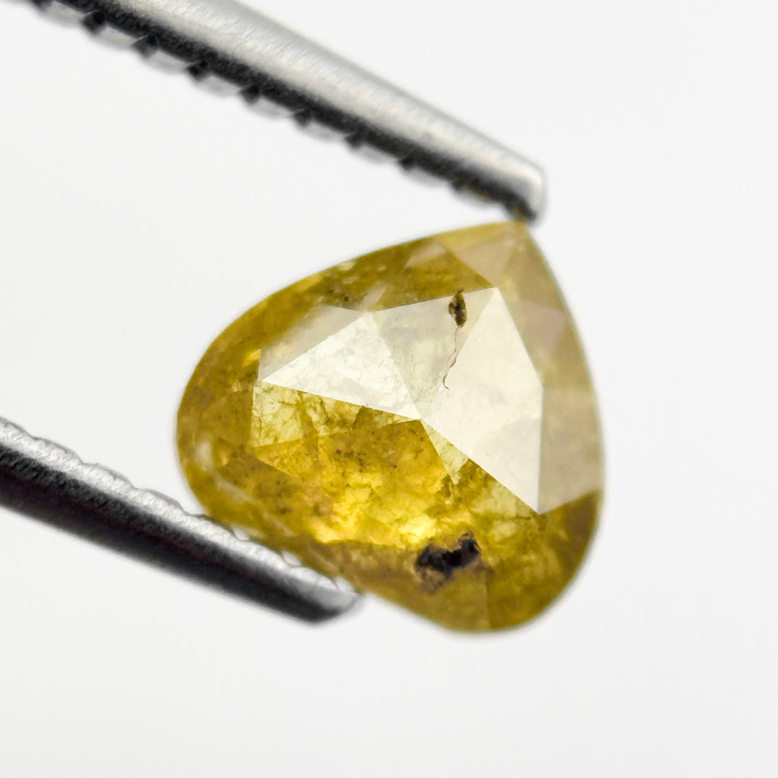 0.76 Ct Heart Rose Cut Yellow Natural Salt and Pepper Diamond