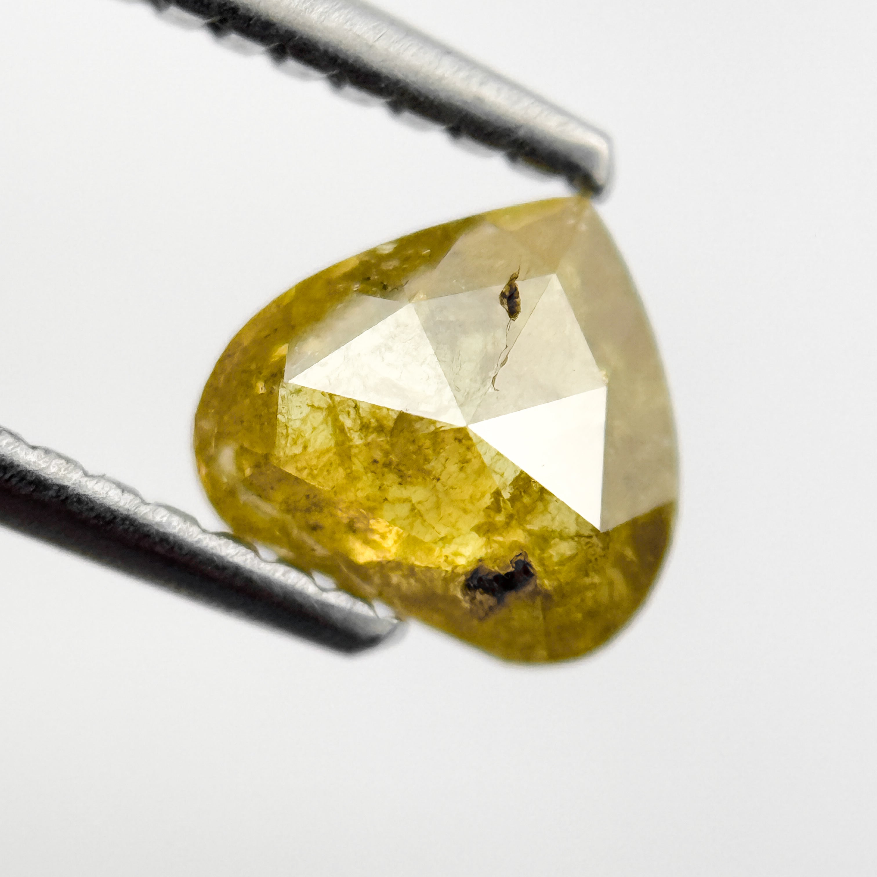 0.76 Ct Heart Rose Cut Yellow Natural Salt and Pepper Diamond