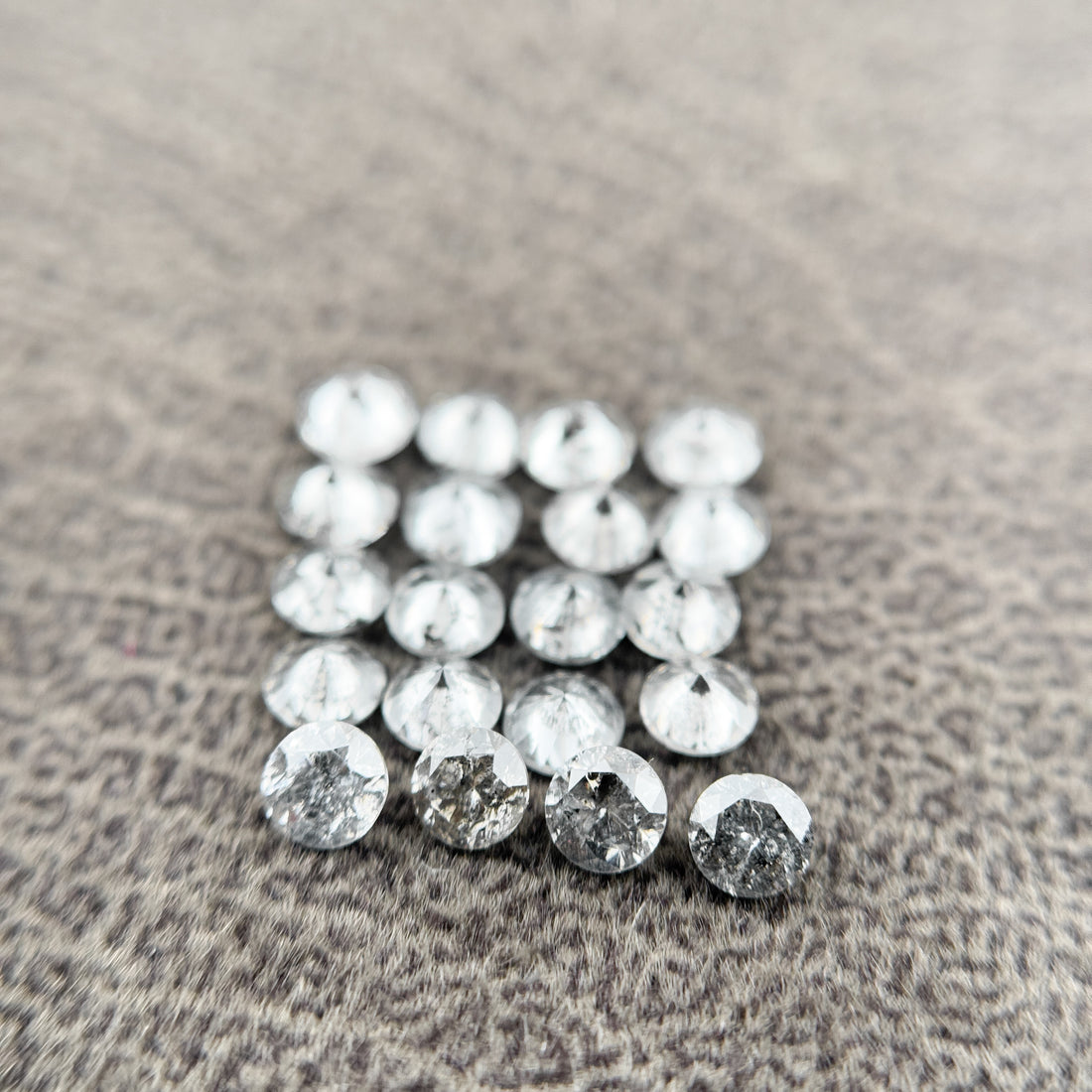 2.0 MM Round Brilliant Cut Grey Natural Salt and Pepper Diamond