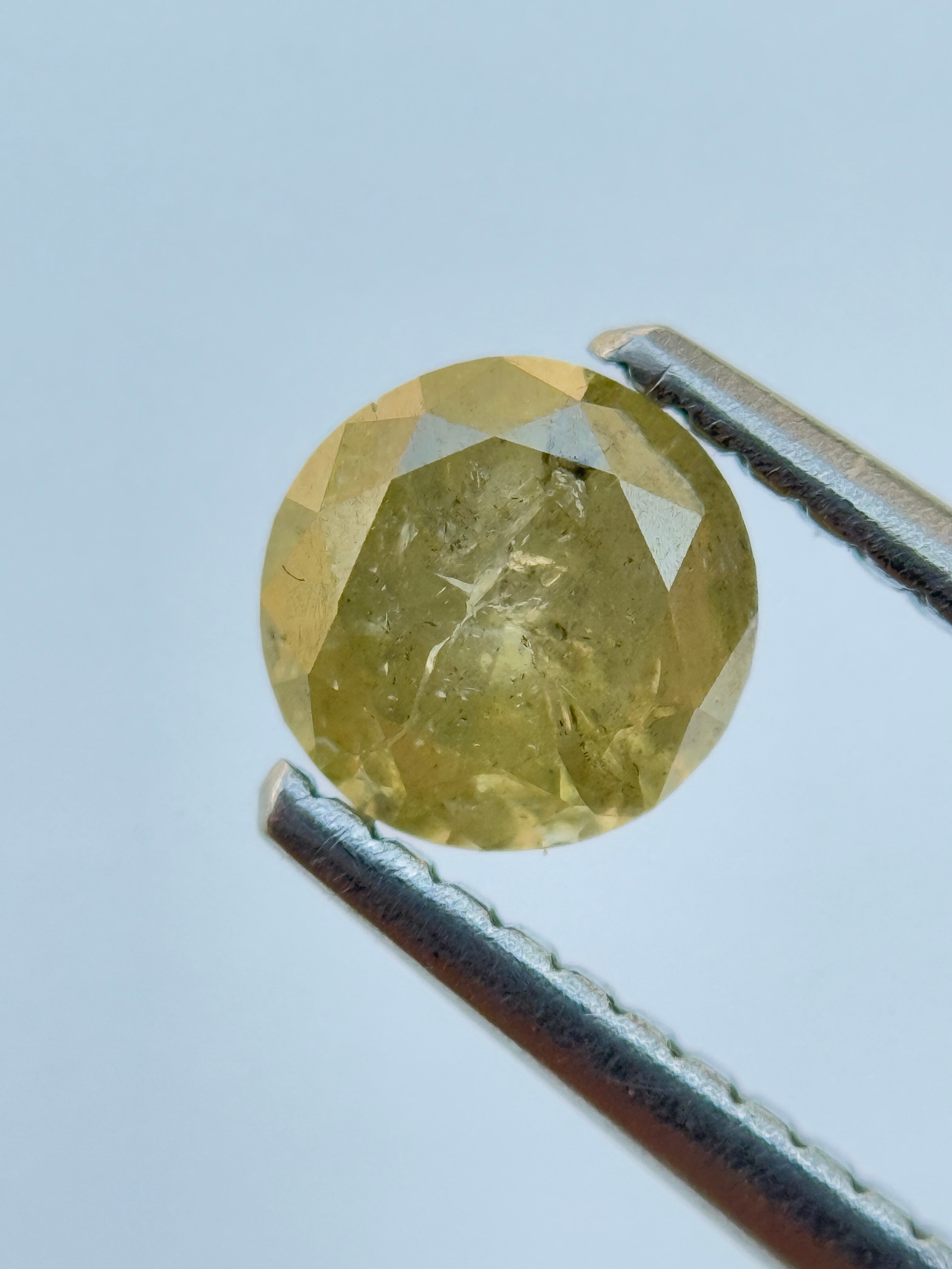 0.72 Ct Round Brilliant Cut Yellow Natural Salt and Pepper Diamond