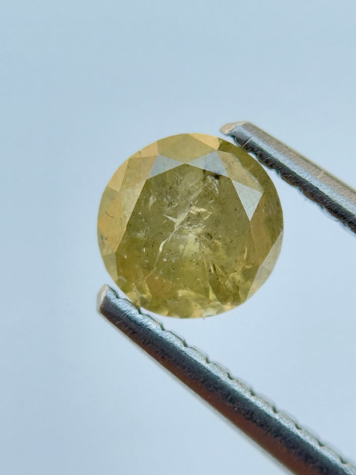 0.72 Ct Round Brilliant Cut Yellow Natural Salt and Pepper Diamond