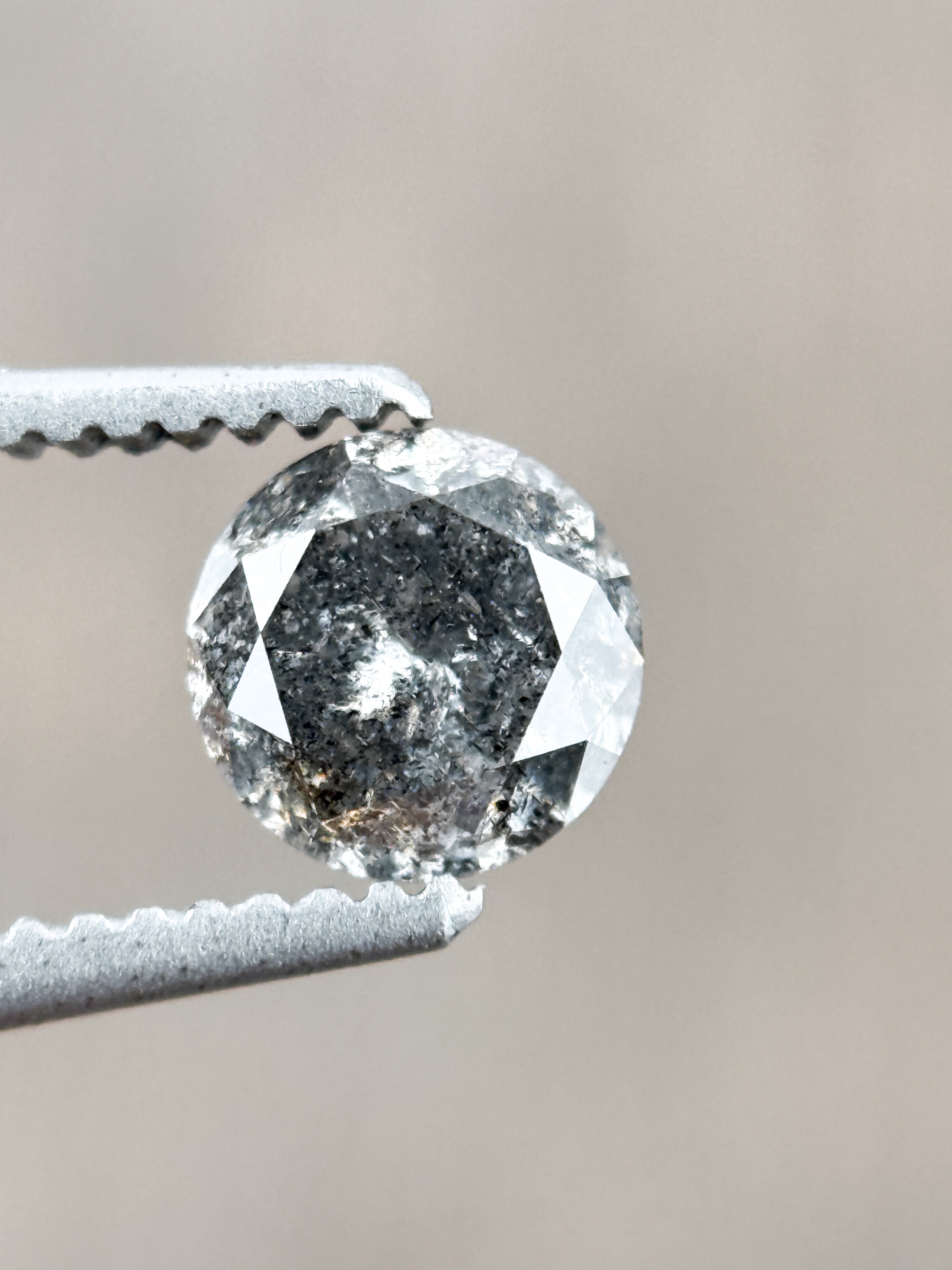0.58 Ct Round Brilliant Cut Grey Natural Salt and Pepper Diamond