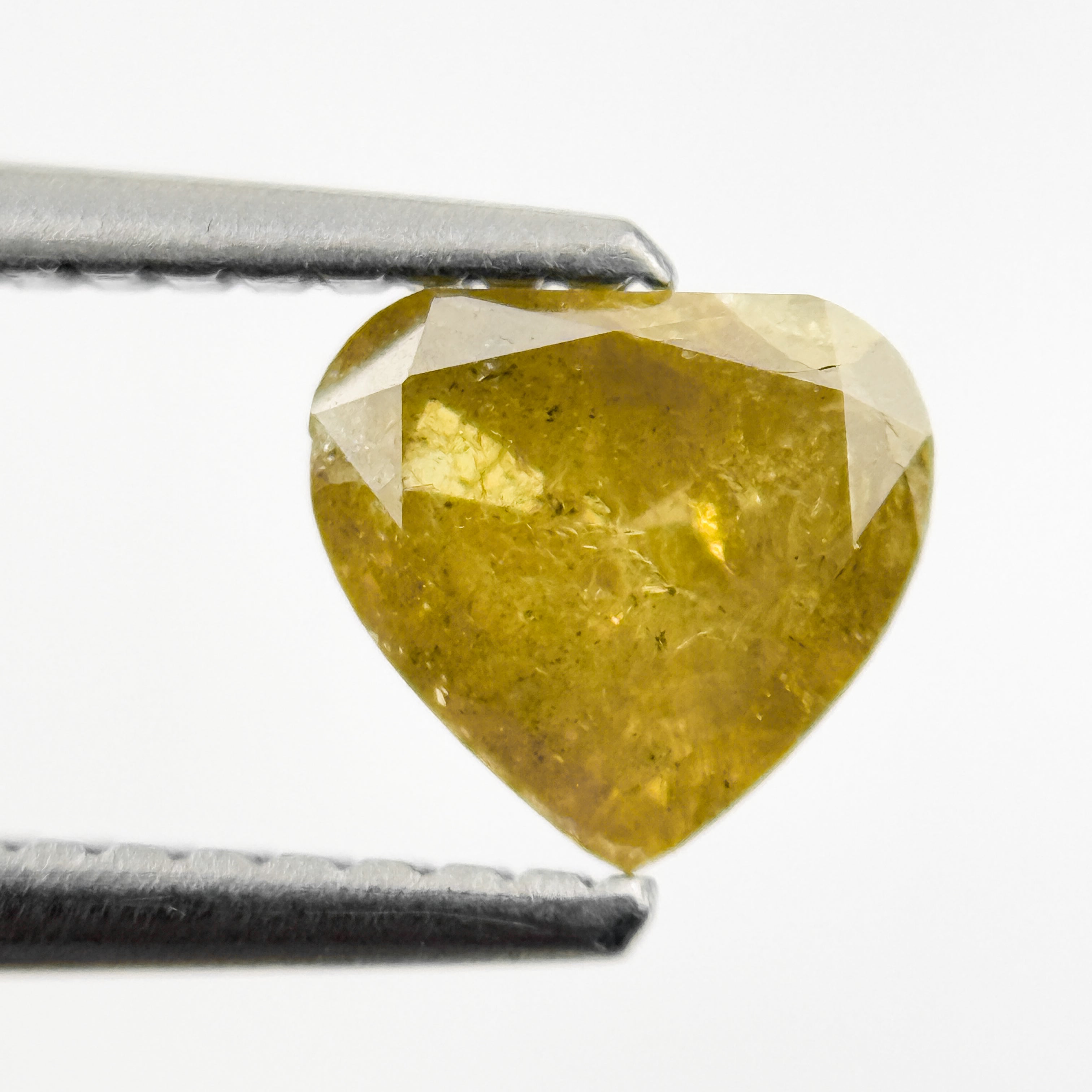0.76 Ct Heart Rose Cut Yellow Natural Salt and Pepper Diamond