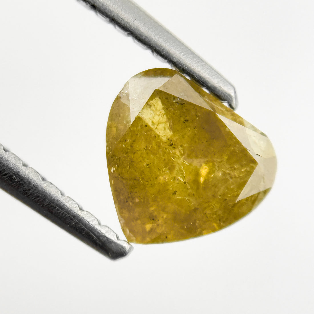 0.76 Ct Heart Rose Cut Yellow Natural Salt and Pepper Diamond