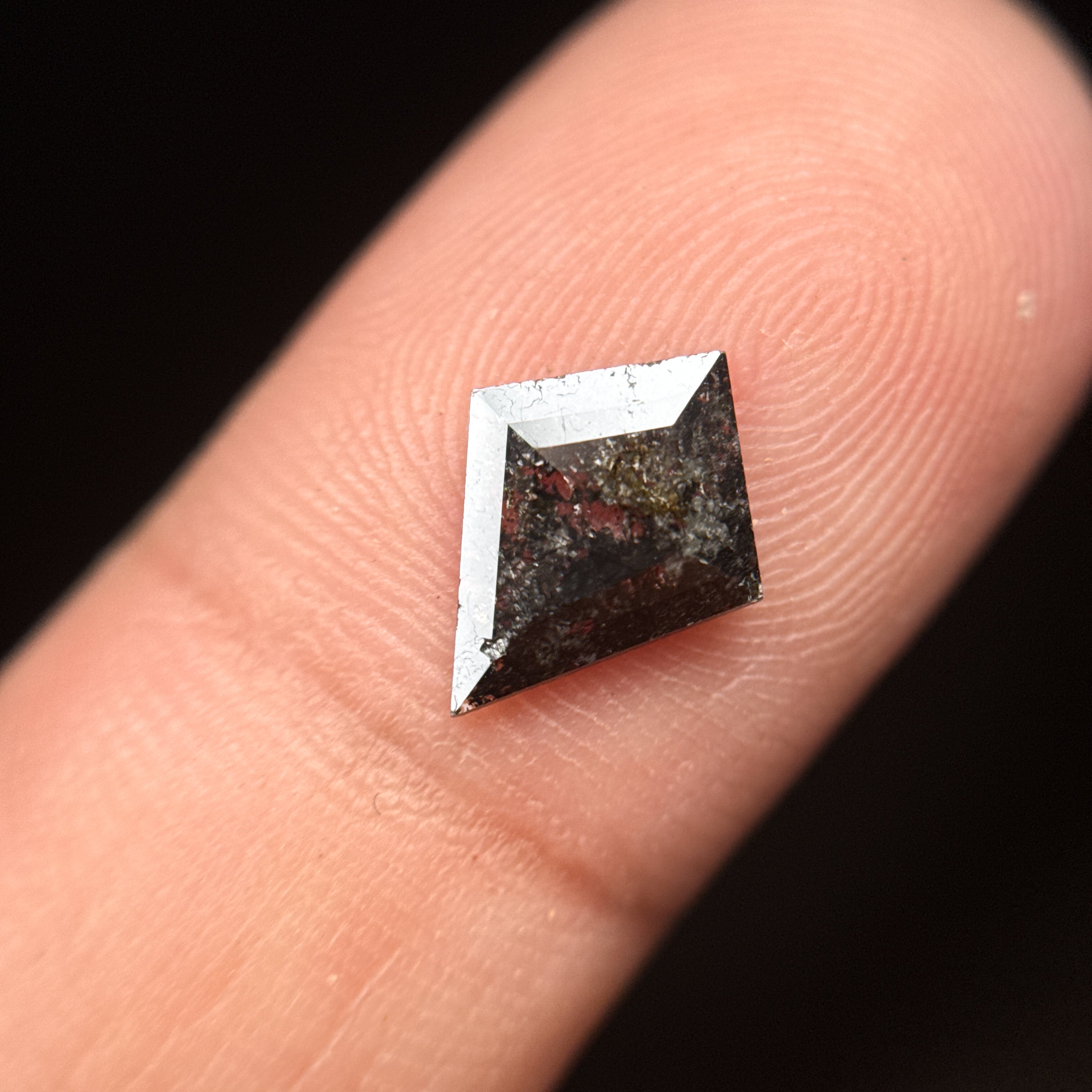 0.76 Ct Kite Rose Cut Grey Natural Galaxy Diamond