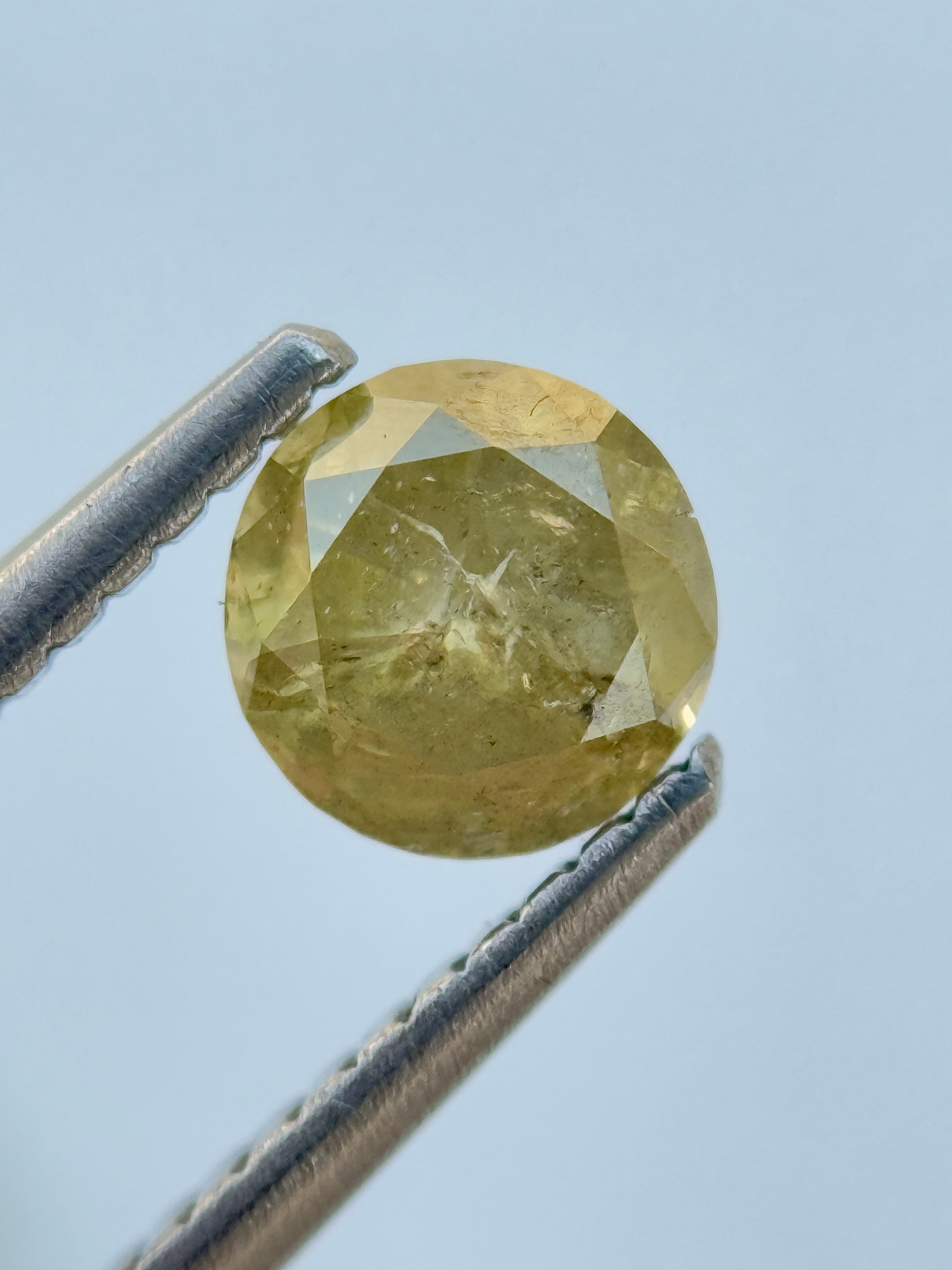 0.72 Ct Round Brilliant Cut Yellow Natural Salt and Pepper Diamond
