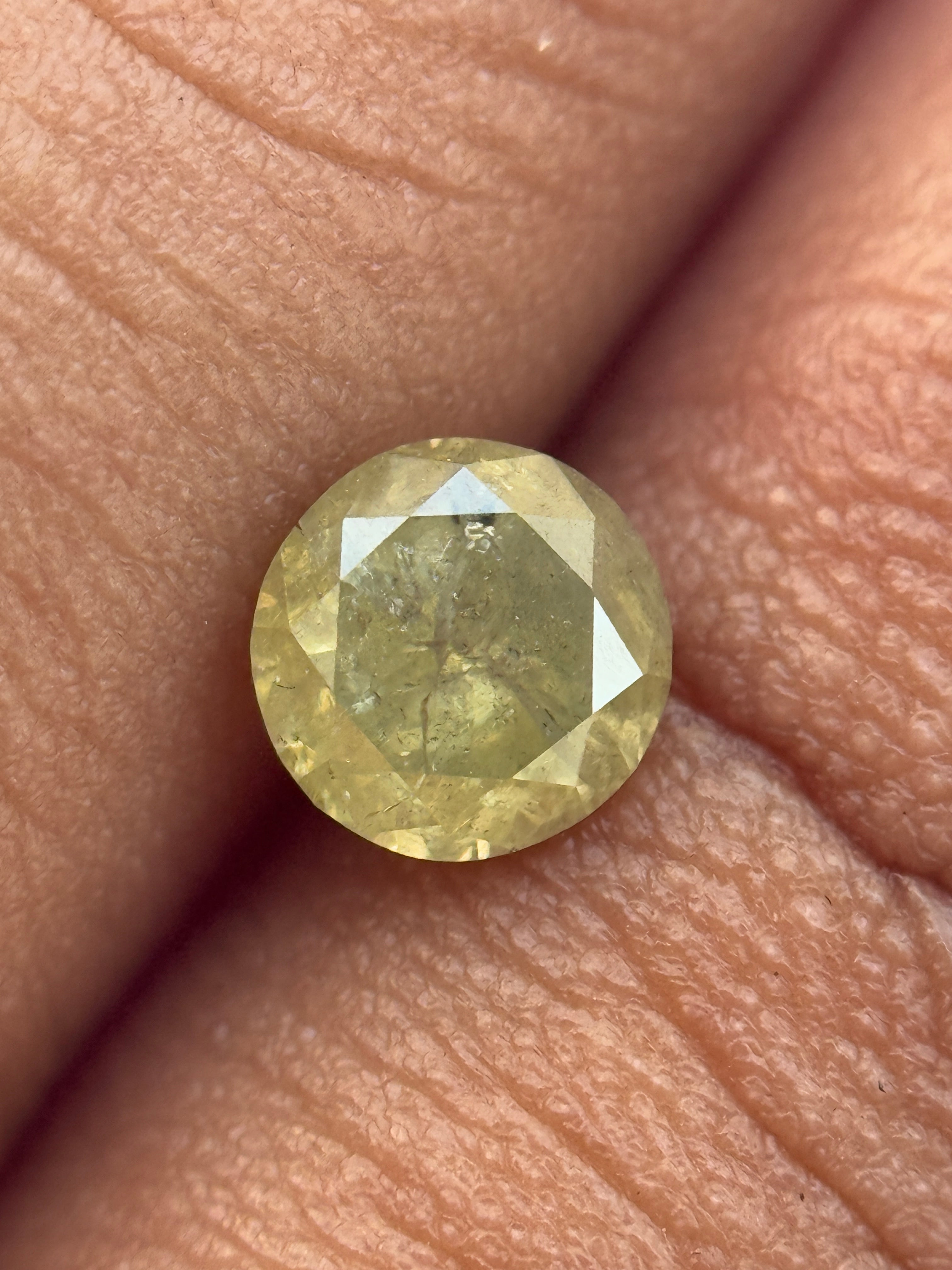 0.72 Ct Round Brilliant Cut Yellow Natural Salt and Pepper Diamond