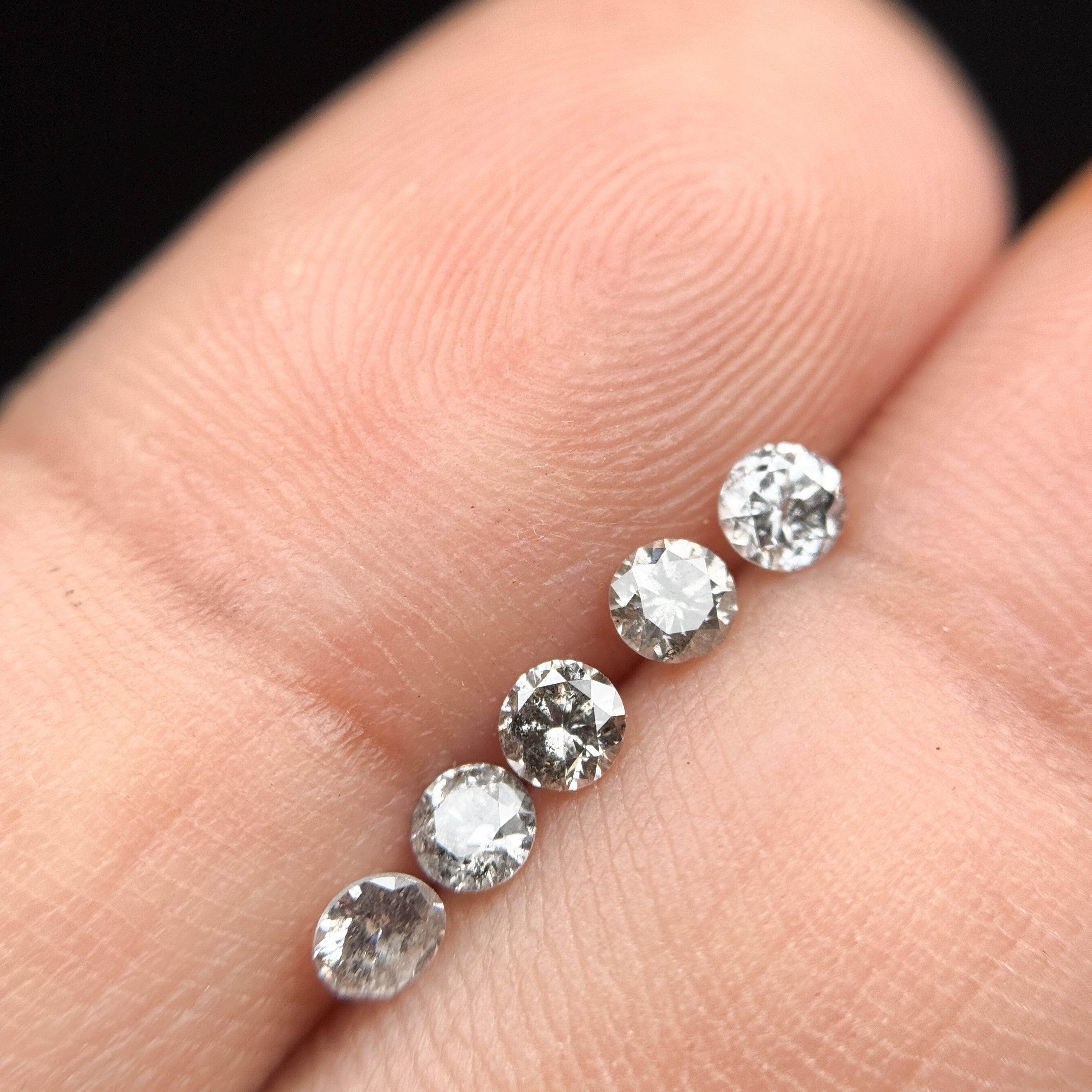 2.0 MM Round Brilliant Cut Grey Natural Salt and Pepper Diamond