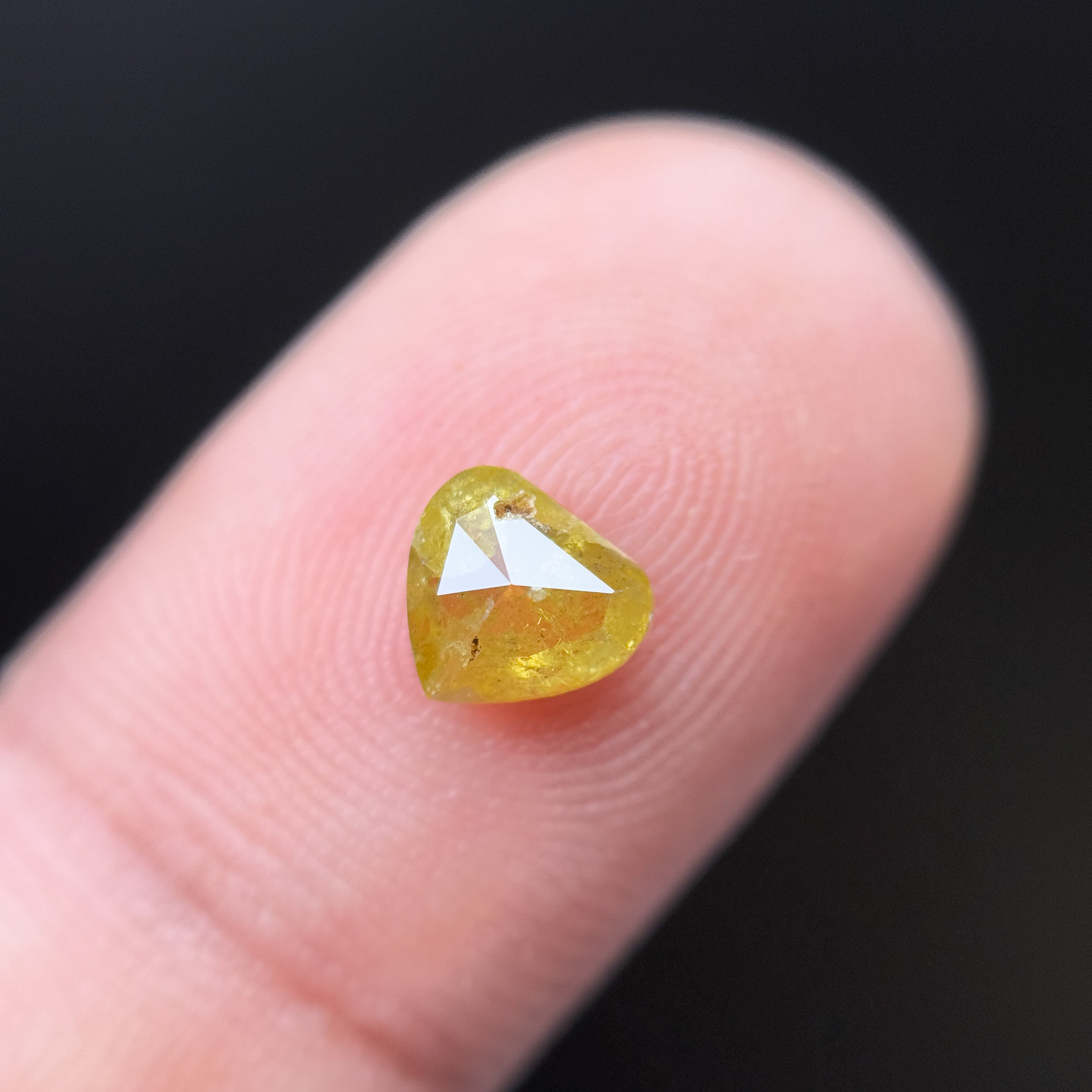 0.76 Ct Heart Rose Cut Yellow Natural Salt and Pepper Diamond