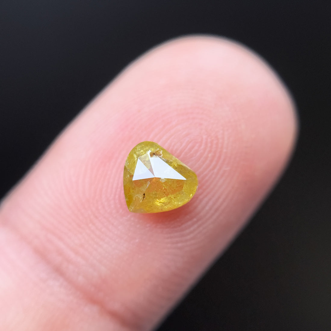 0.76 Ct Heart Rose Cut Yellow Natural Salt and Pepper Diamond