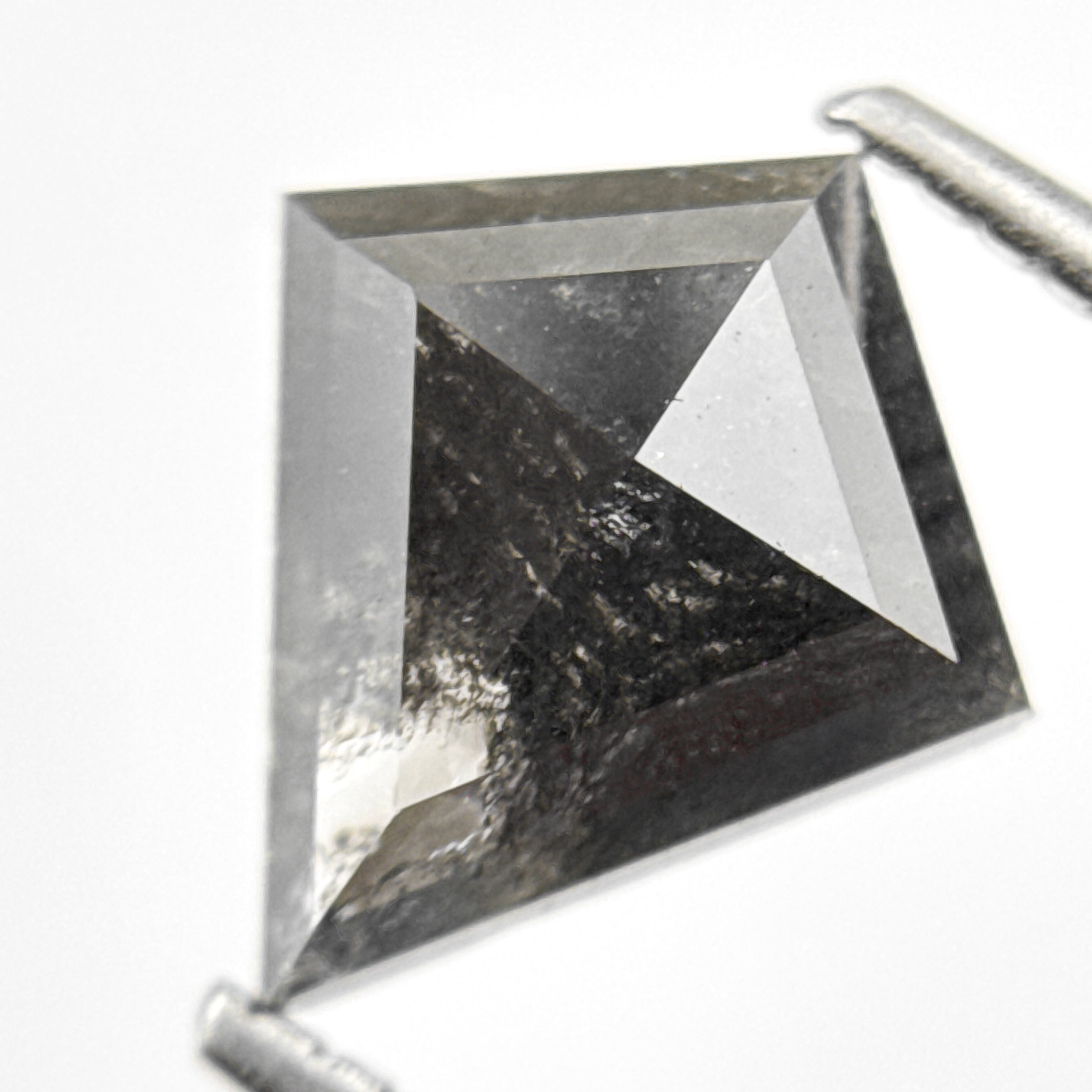 1.80 Ct Kite Rose Cut Grey Natural Salt and Pepper Diamond
