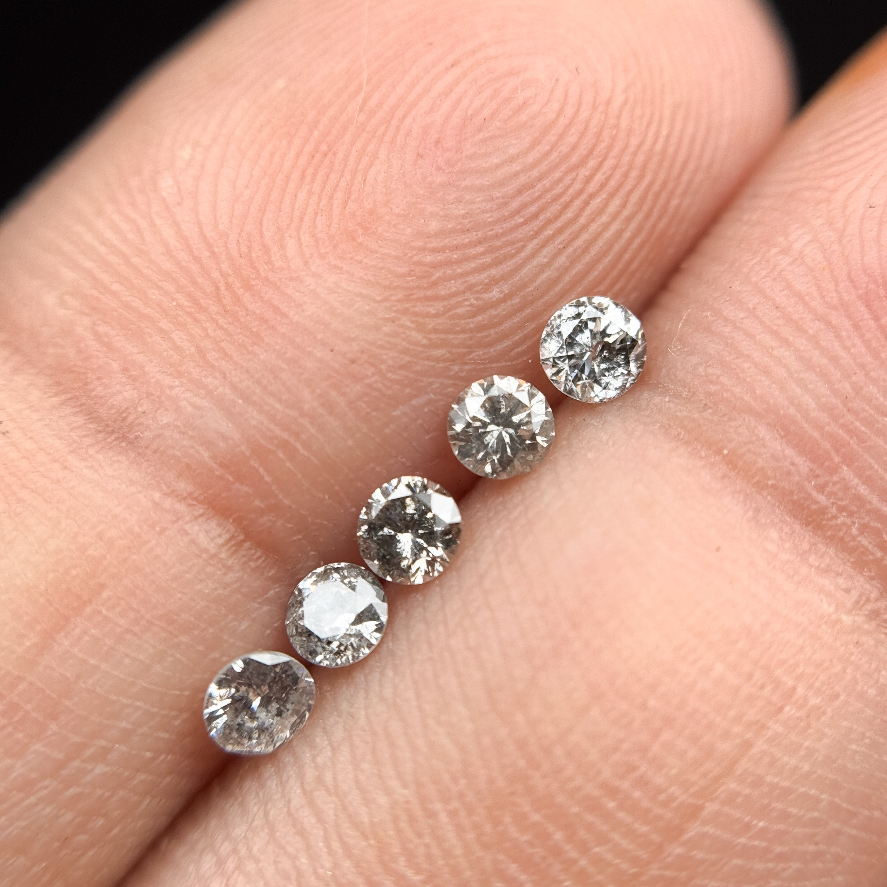 2.0 MM Round Brilliant Cut Grey Natural Salt and Pepper Diamond