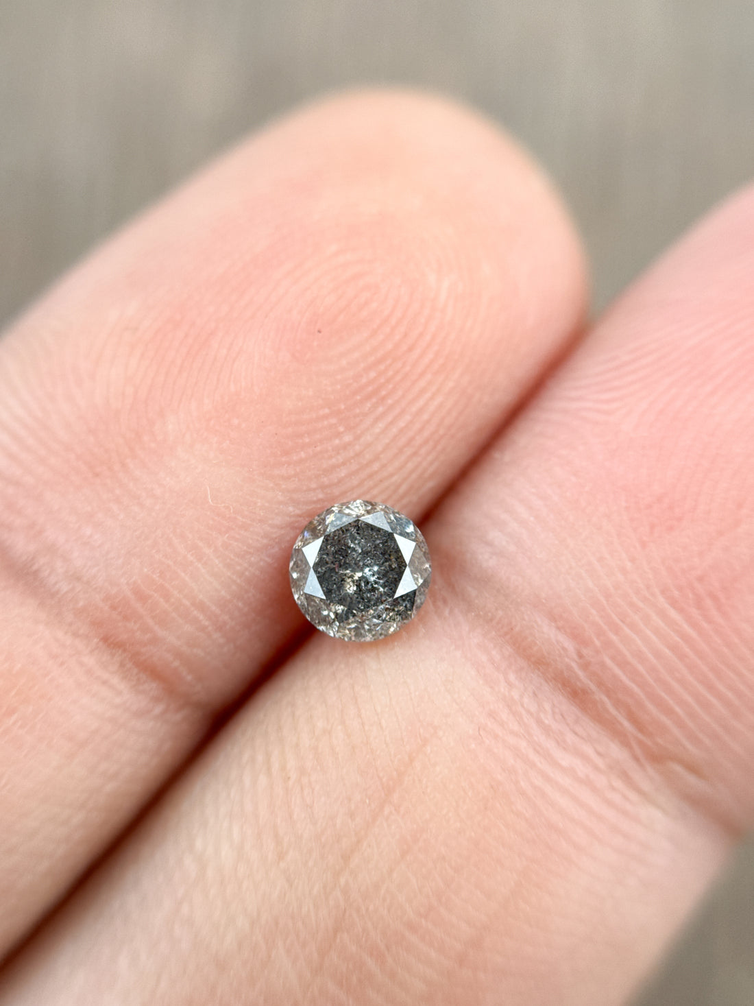0.58 Ct Round Brilliant Cut Grey Natural Salt and Pepper Diamond