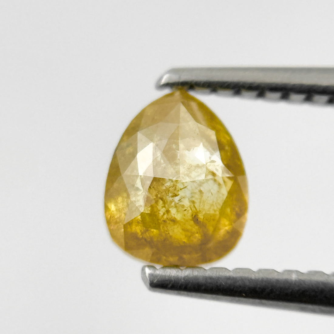 0.90 Ct Pear Rose Cut Yellow Natural Salt and Pepper Diamond
