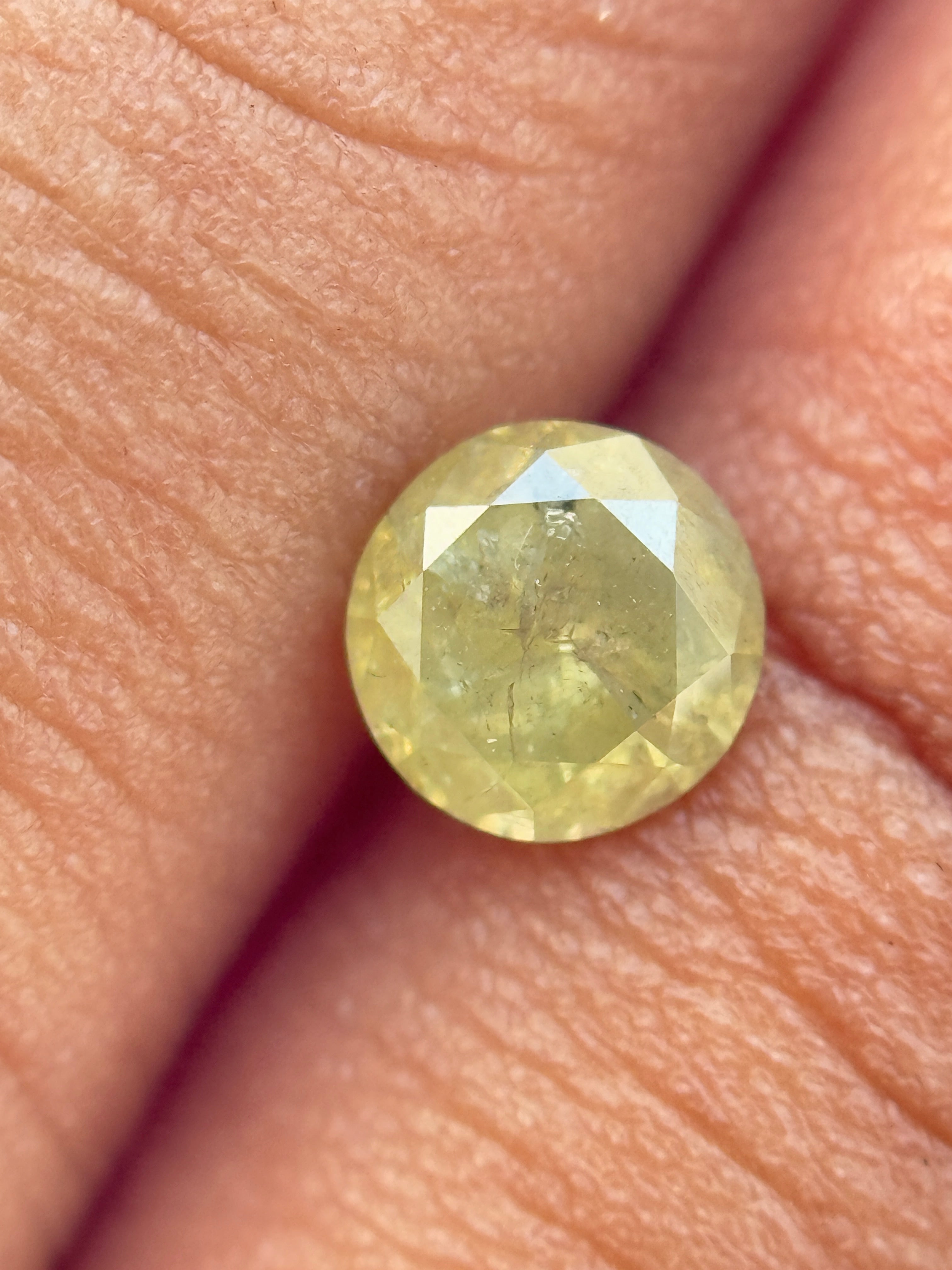 0.72 Ct Round Brilliant Cut Yellow Natural Salt and Pepper Diamond