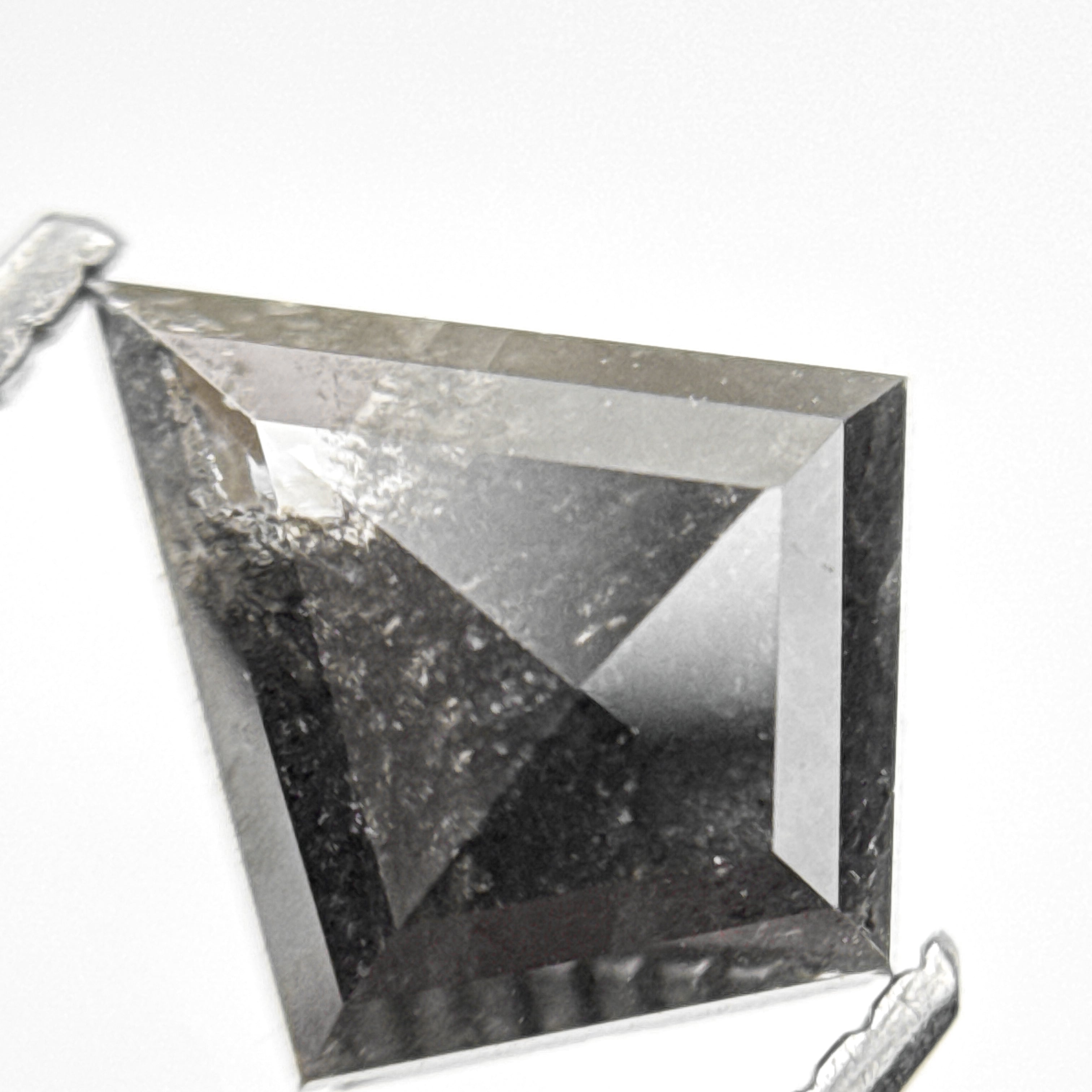 1.80 Ct Kite Rose Cut Grey Natural Salt and Pepper Diamond