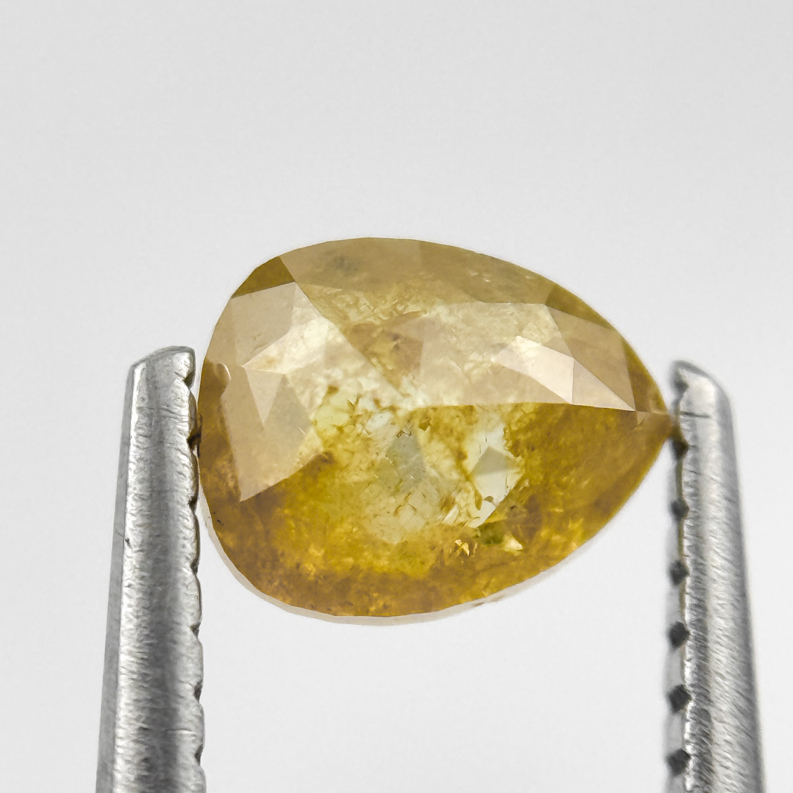 0.90 Ct Pear Rose Cut Yellow Natural Salt and Pepper Diamond