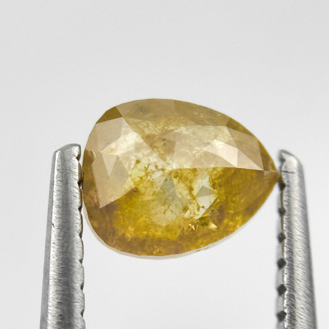0.90 Ct Pear Rose Cut Yellow Natural Salt and Pepper Diamond
