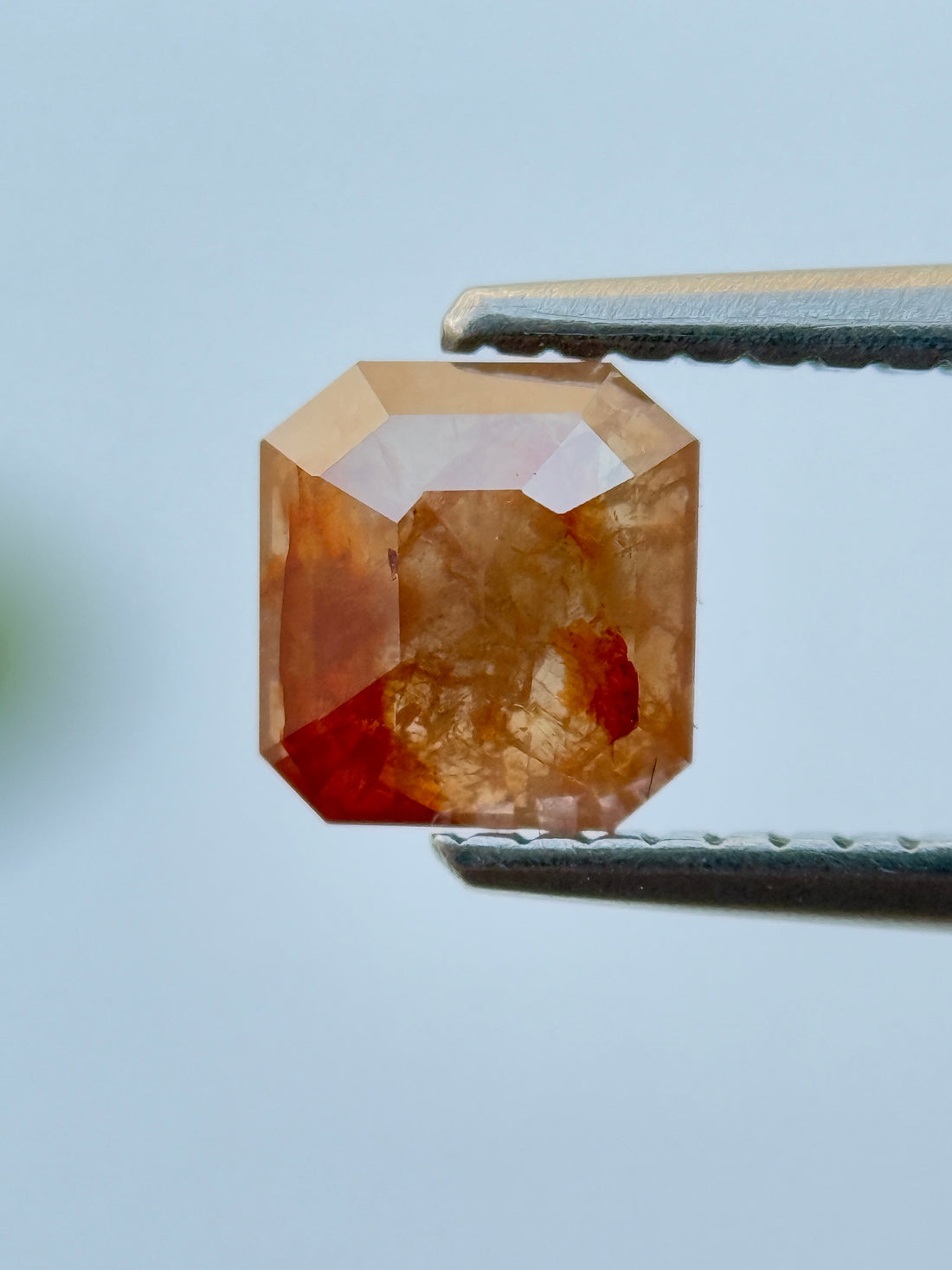 0.81 Ct Emerald Rose Cut Red Natural Salt and Pepper Diamond