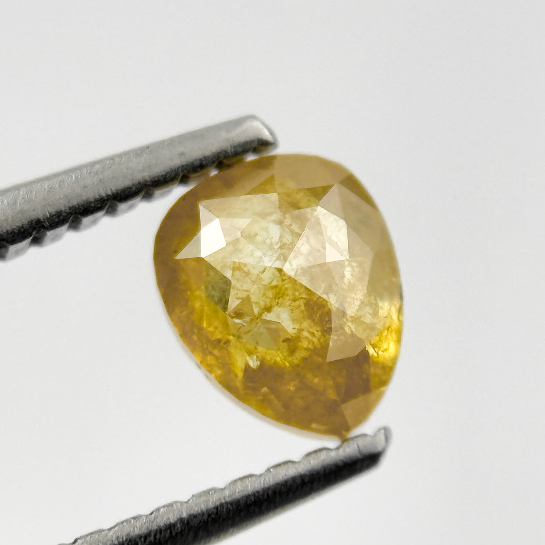 0.90 Ct Pear Rose Cut Yellow Natural Salt and Pepper Diamond