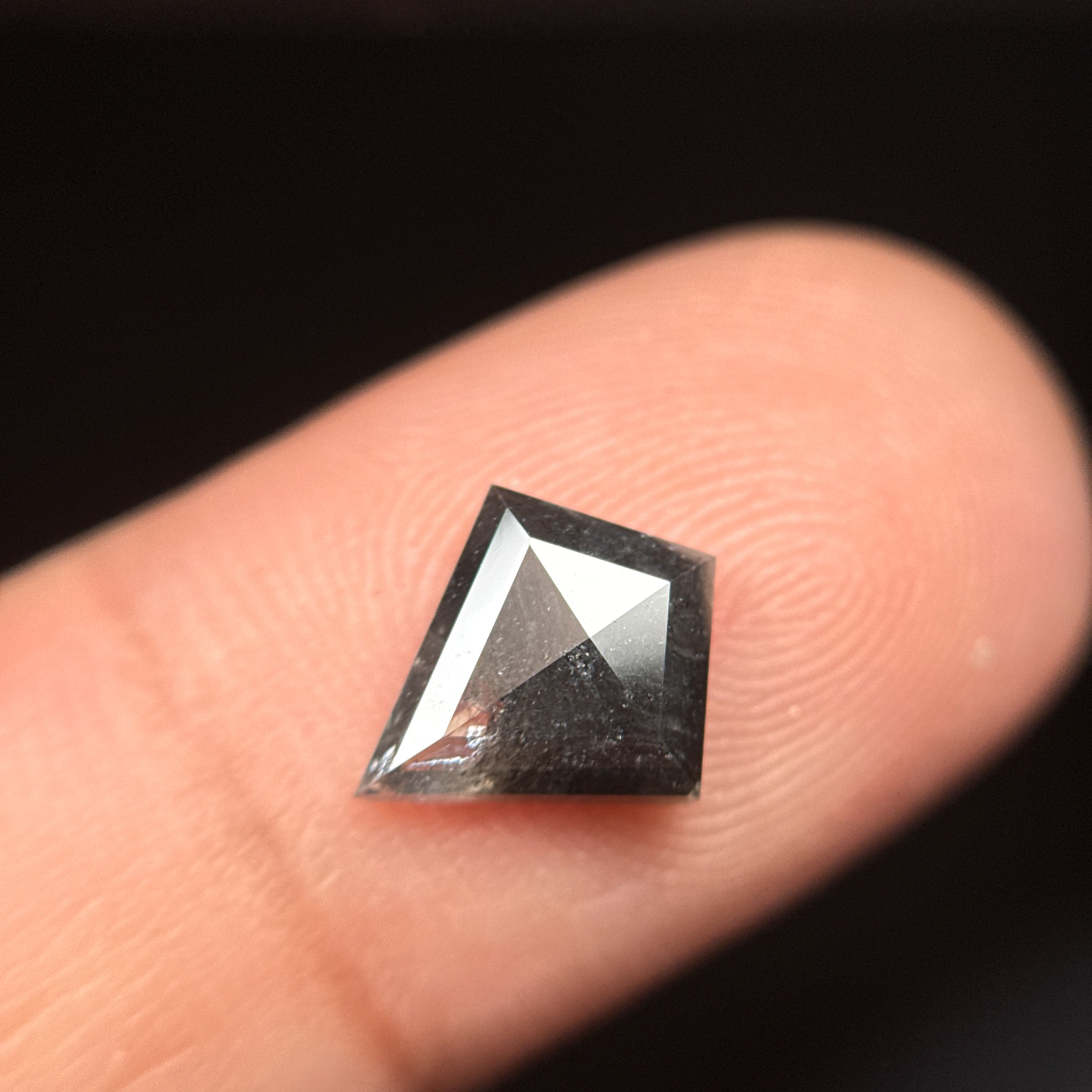 1.80 Ct Kite Rose Cut Grey Natural Salt and Pepper Diamond