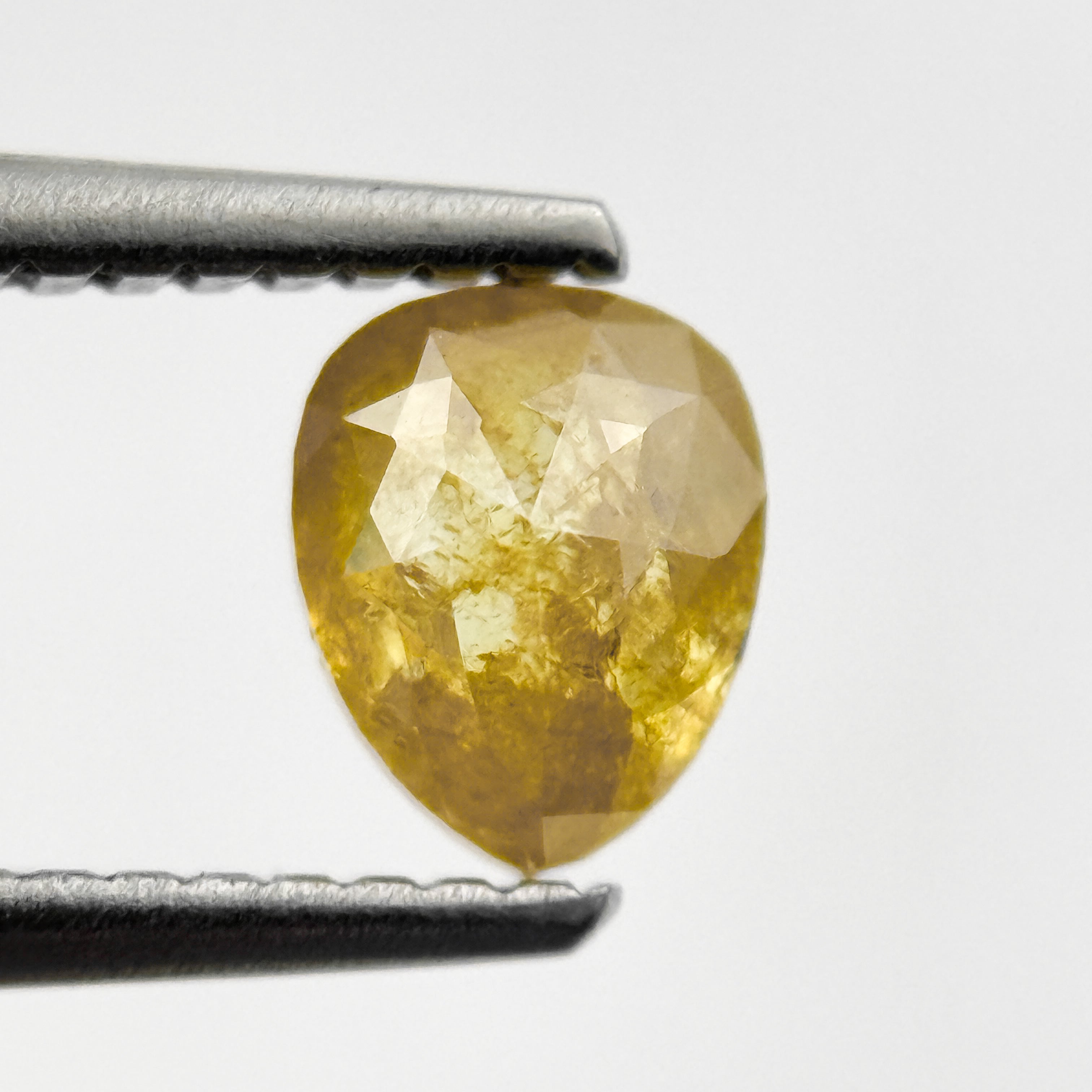 0.90 Ct Pear Rose Cut Yellow Natural Salt and Pepper Diamond