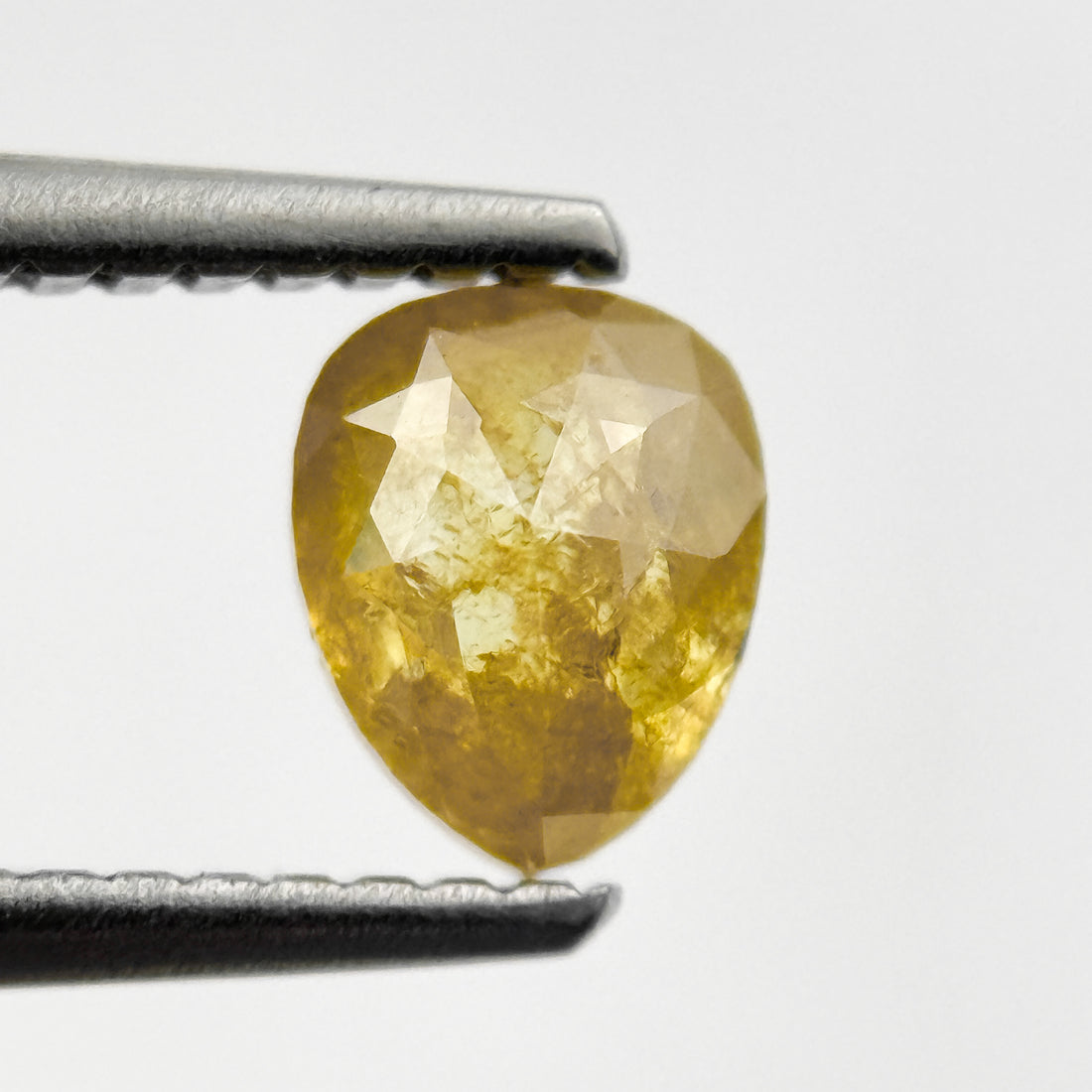 0.90 Ct Pear Rose Cut Yellow Natural Salt and Pepper Diamond