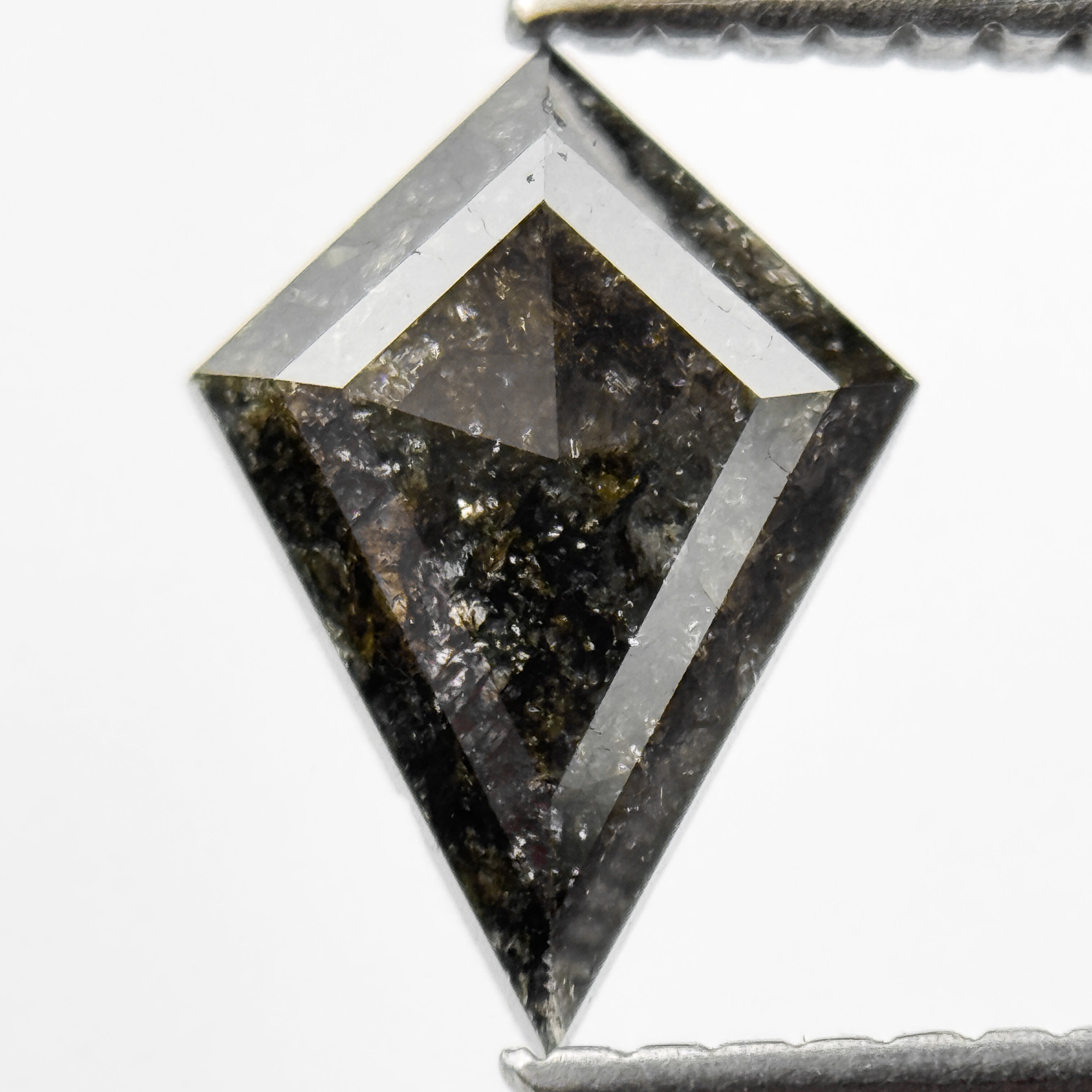 0.85 Ct Kite Rose Cut Black Natural Salt and Pepper Diamond