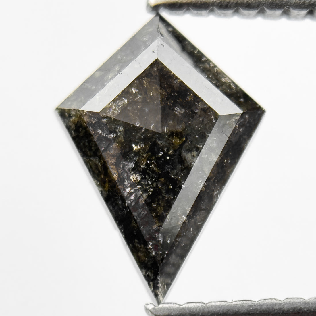 0.85 Ct Kite Rose Cut Black Natural Salt and Pepper Diamond