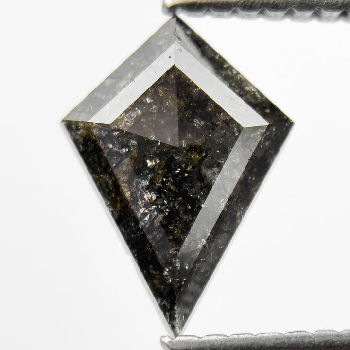 0.85 Ct Kite Rose Cut Black Natural Salt and Pepper Diamond
