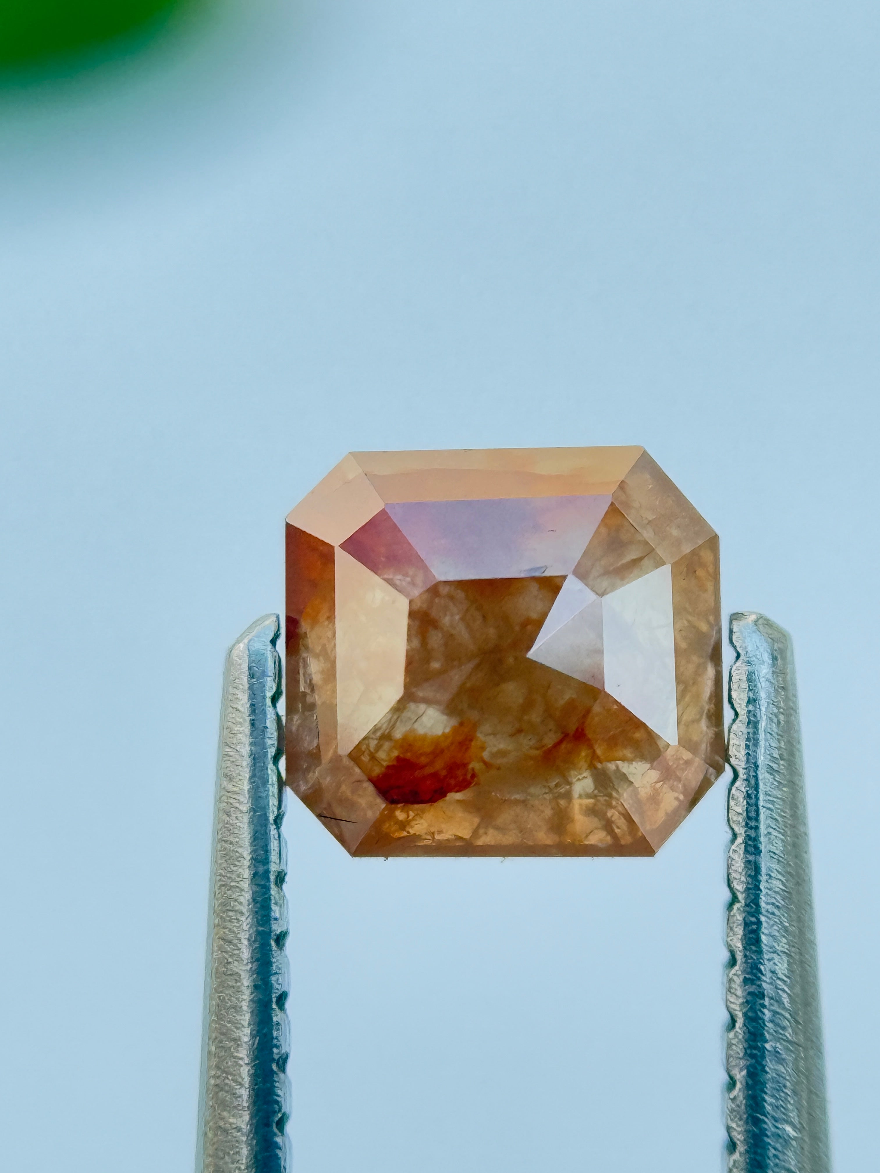 0.81 Ct Emerald Rose Cut Red Natural Salt and Pepper Diamond