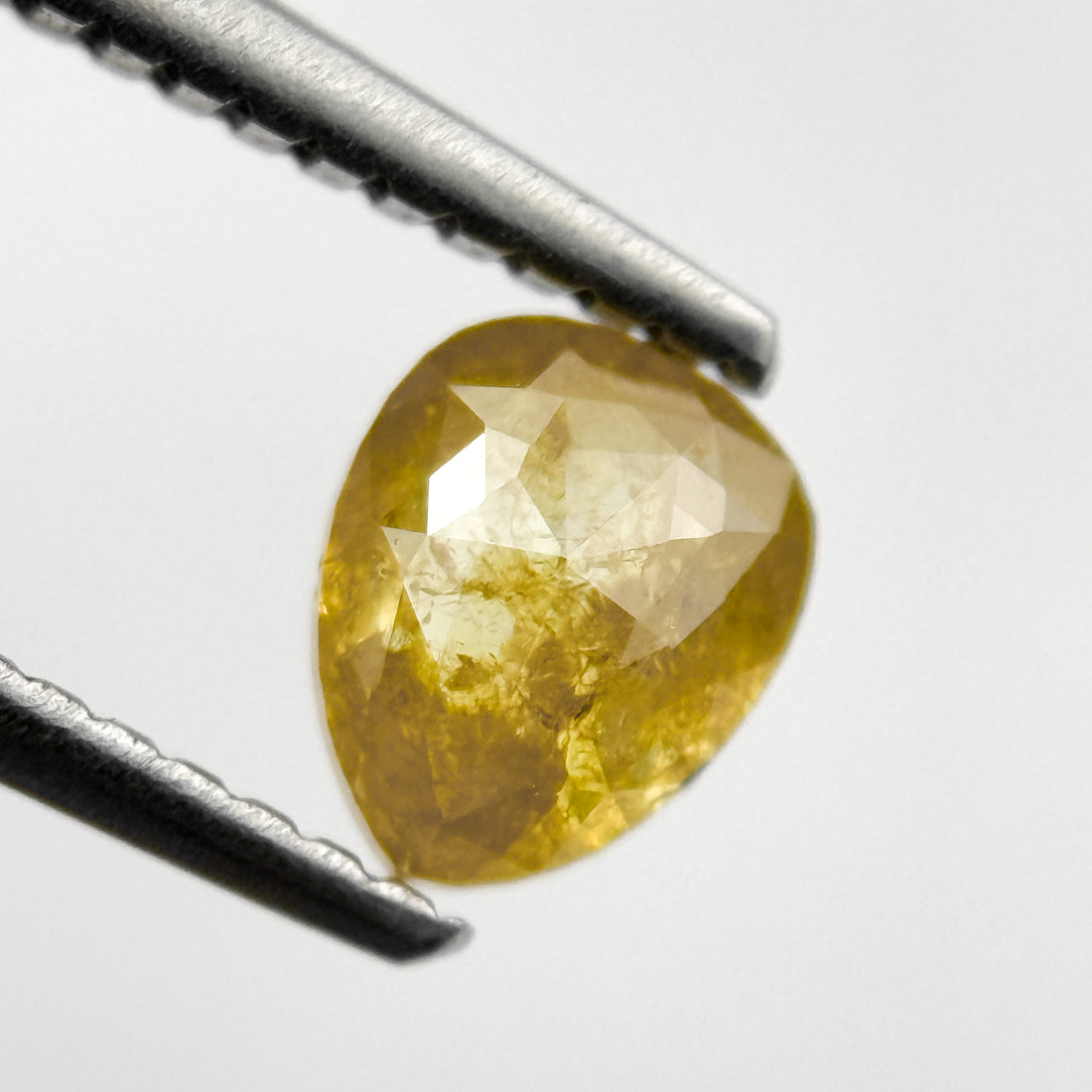 0.90 Ct Pear Rose Cut Yellow Natural Salt and Pepper Diamond