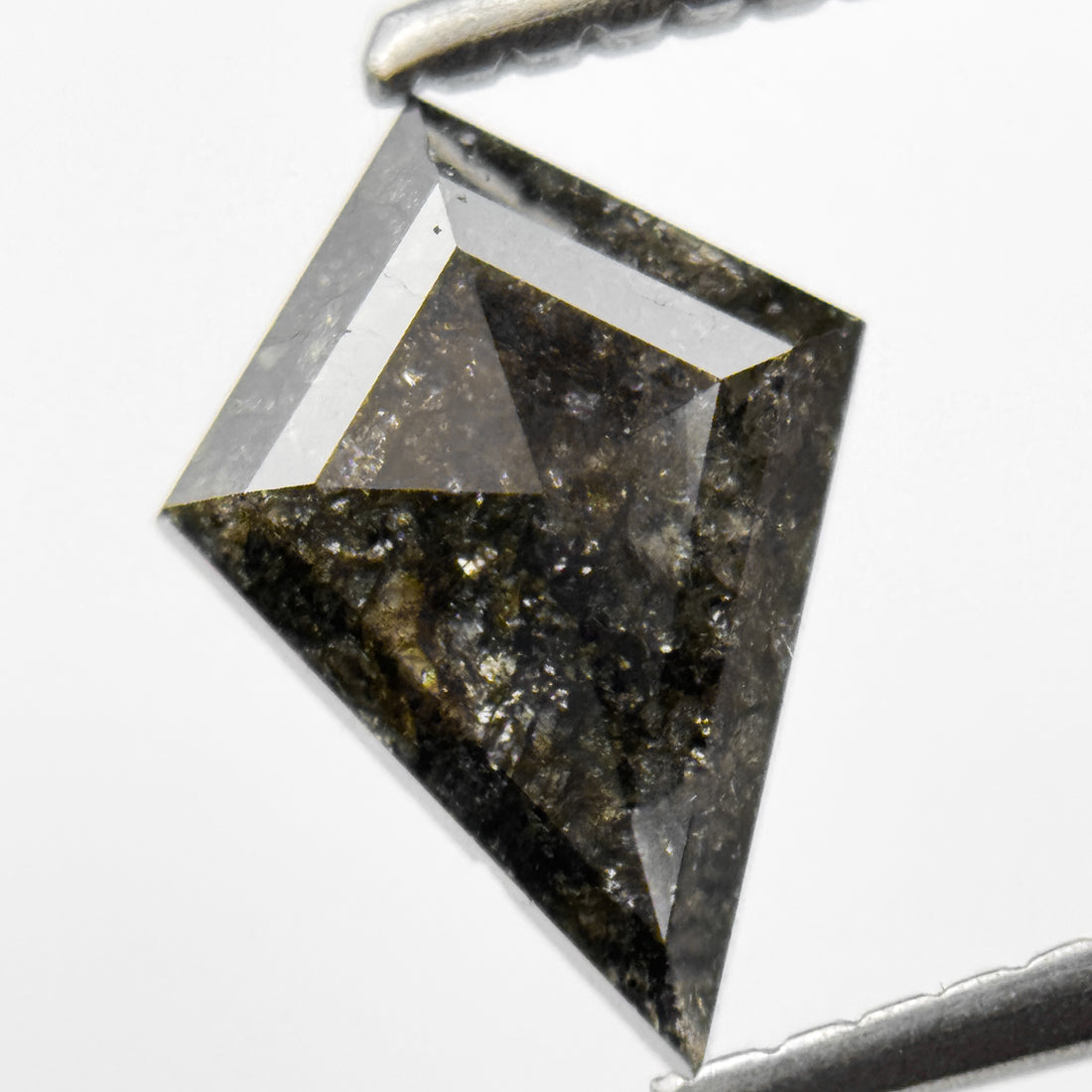 0.85 Ct Kite Rose Cut Black Natural Salt and Pepper Diamond