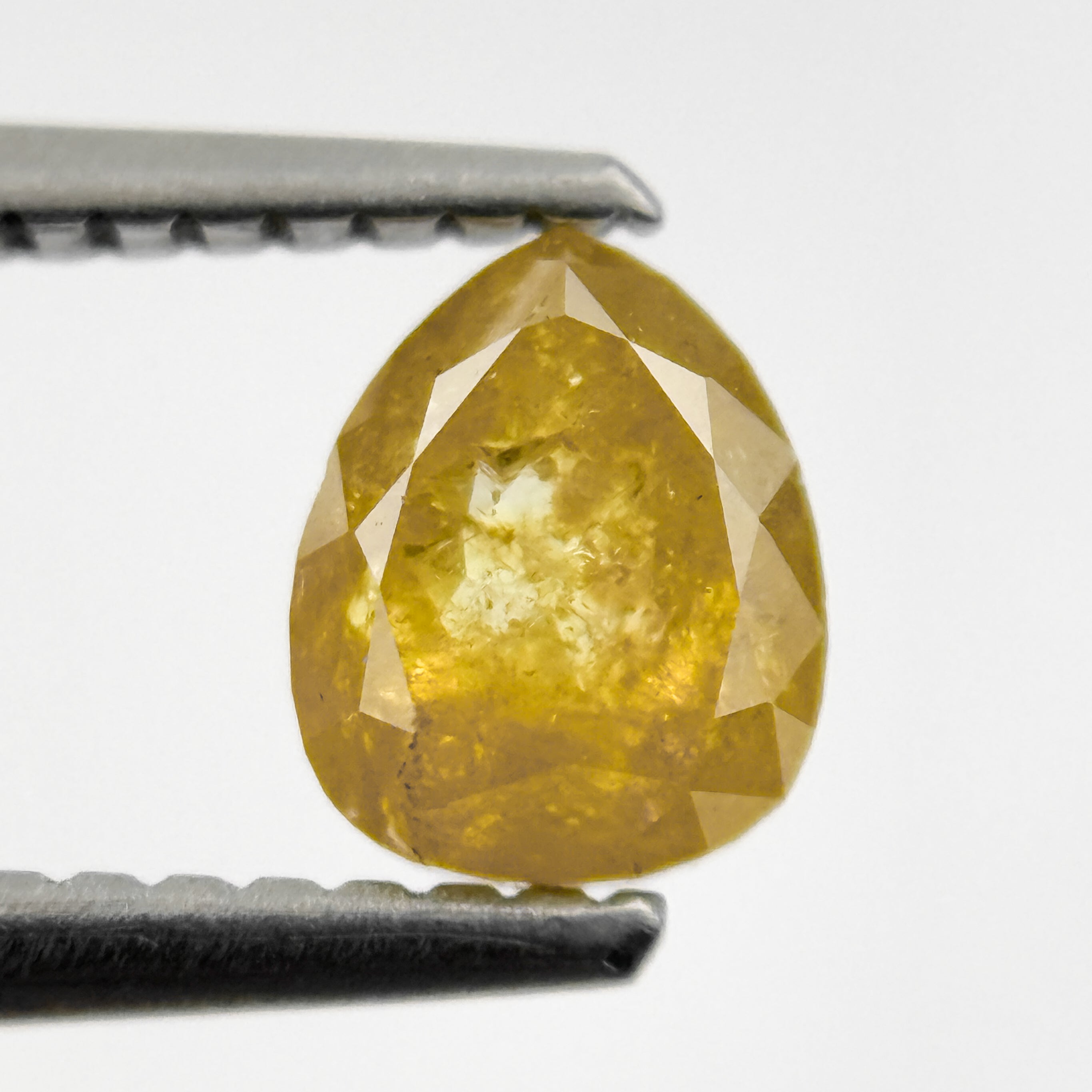 0.90 Ct Pear Rose Cut Yellow Natural Salt and Pepper Diamond
