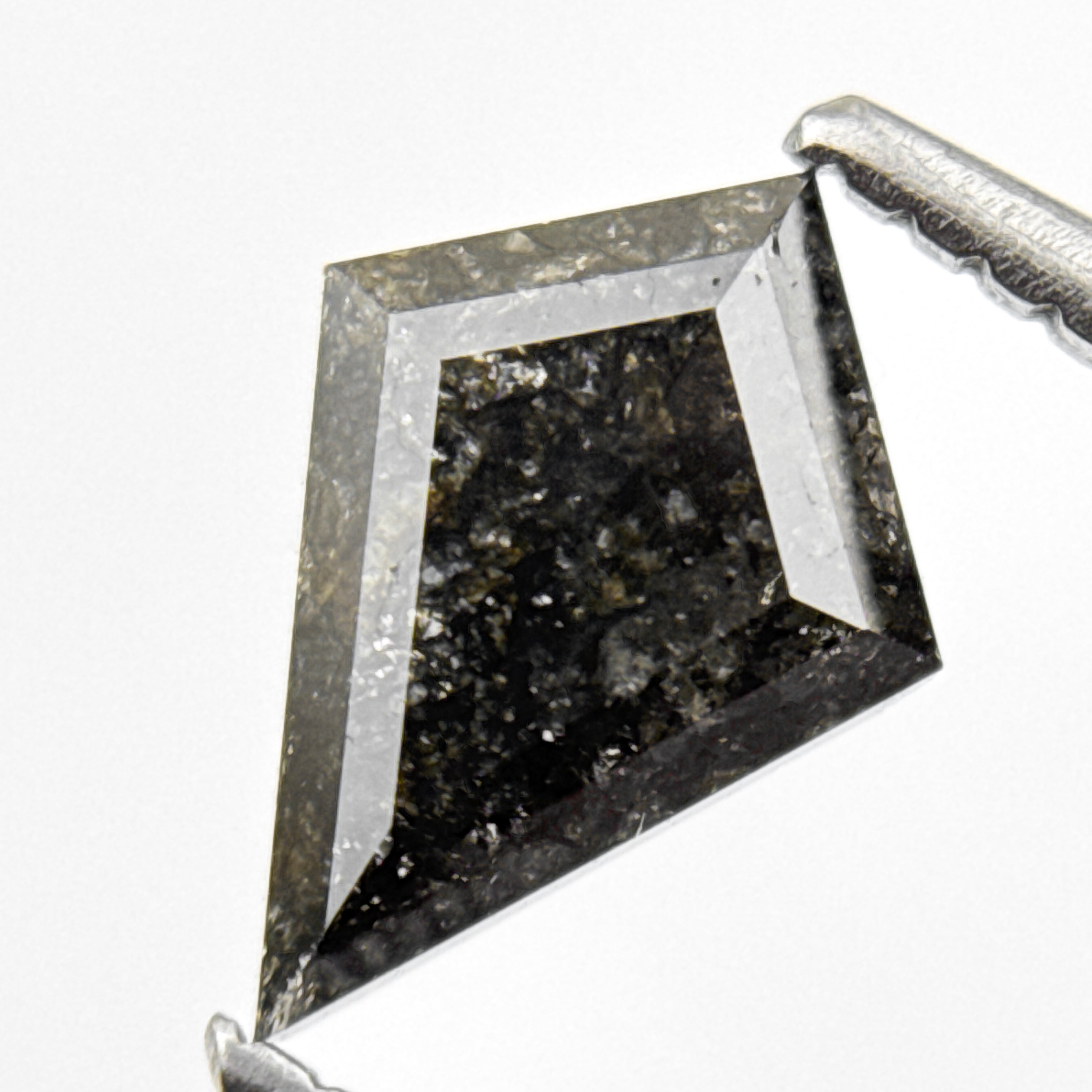 0.85 Ct Kite Rose Cut Black Natural Salt and Pepper Diamond