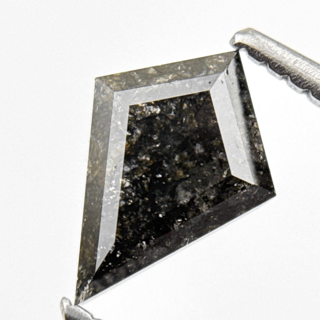 0.85 Ct Kite Rose Cut Black Natural Salt and Pepper Diamond