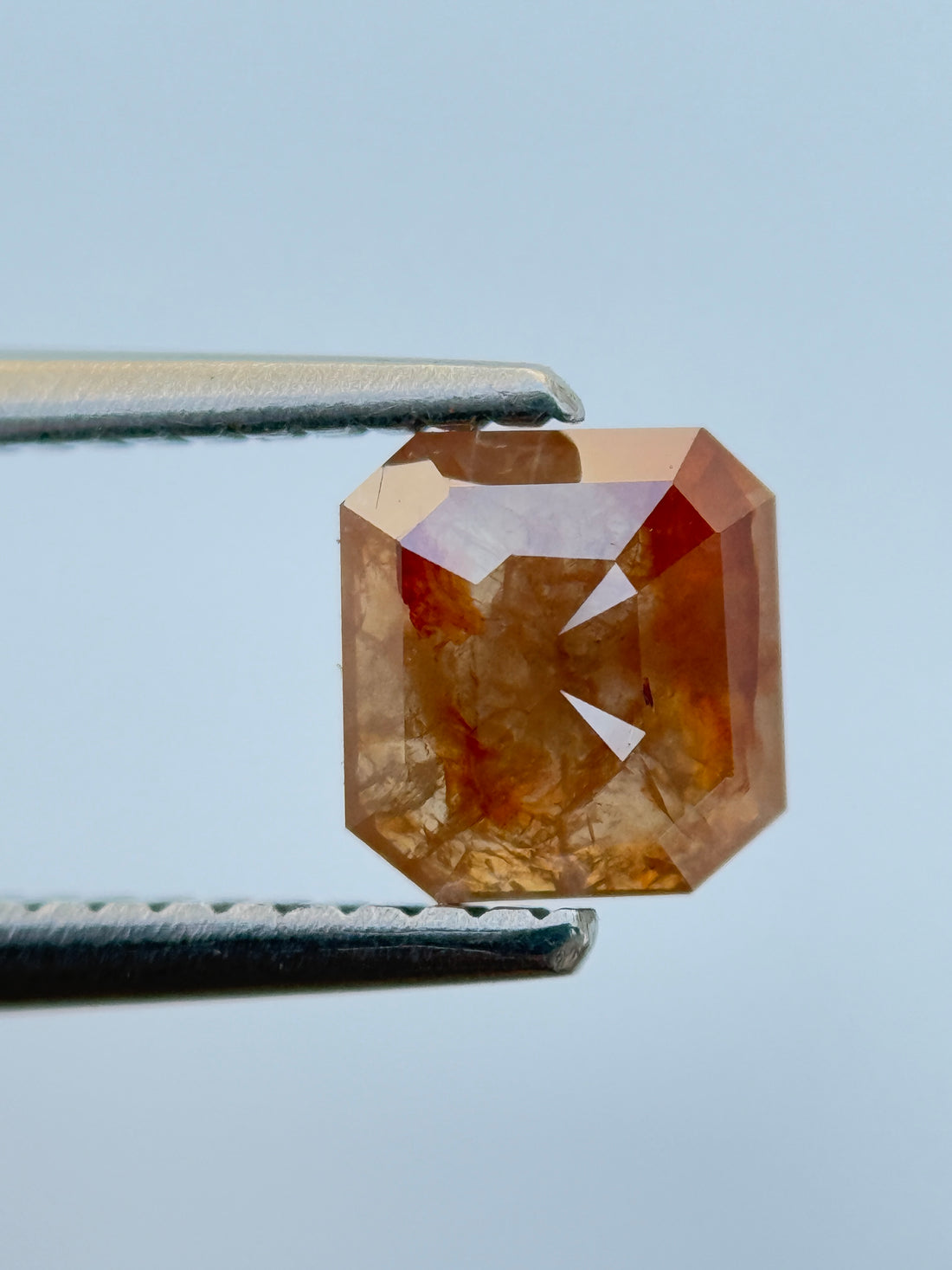 0.81 Ct Emerald Rose Cut Red Natural Salt and Pepper Diamond