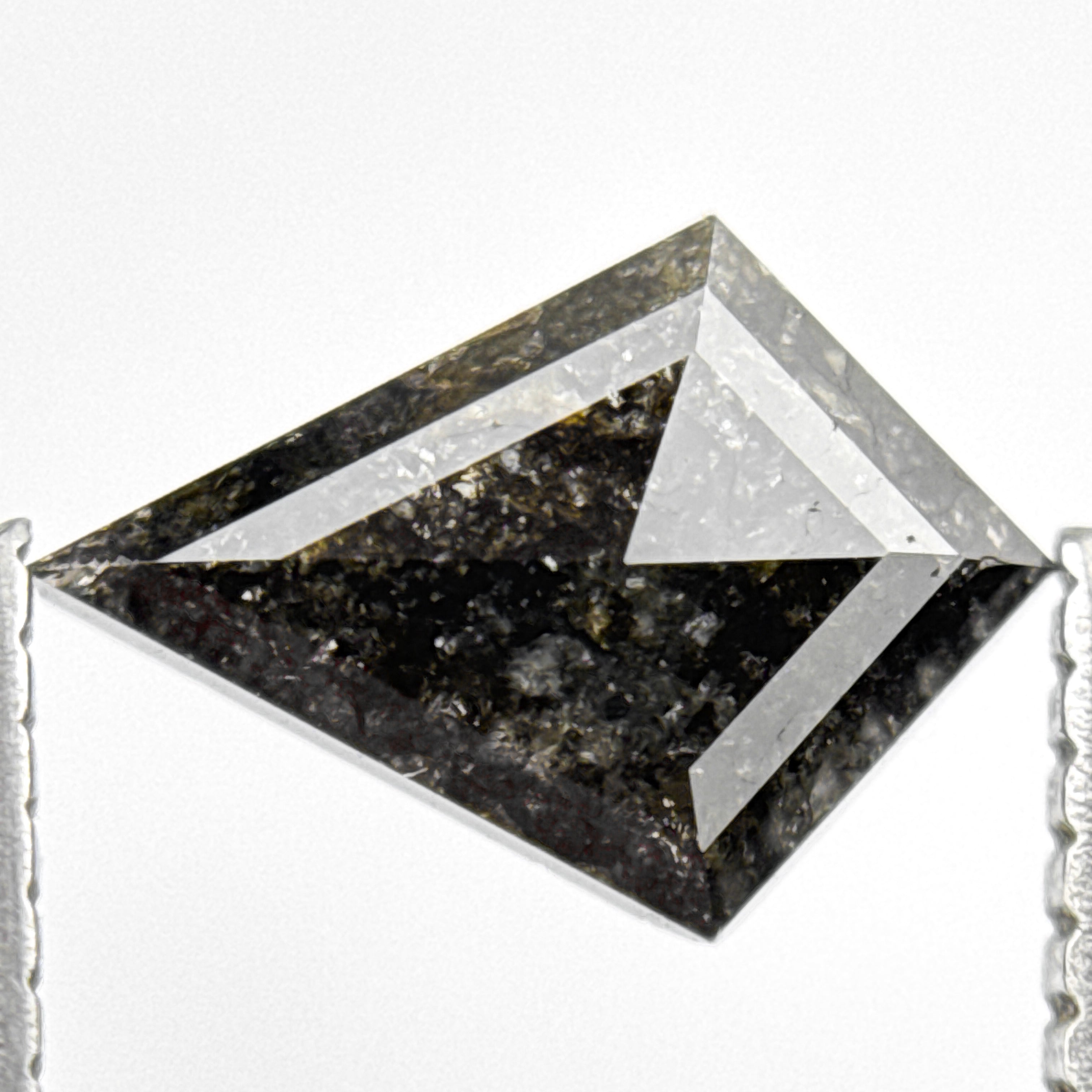 0.85 Ct Kite Rose Cut Black Natural Salt and Pepper Diamond