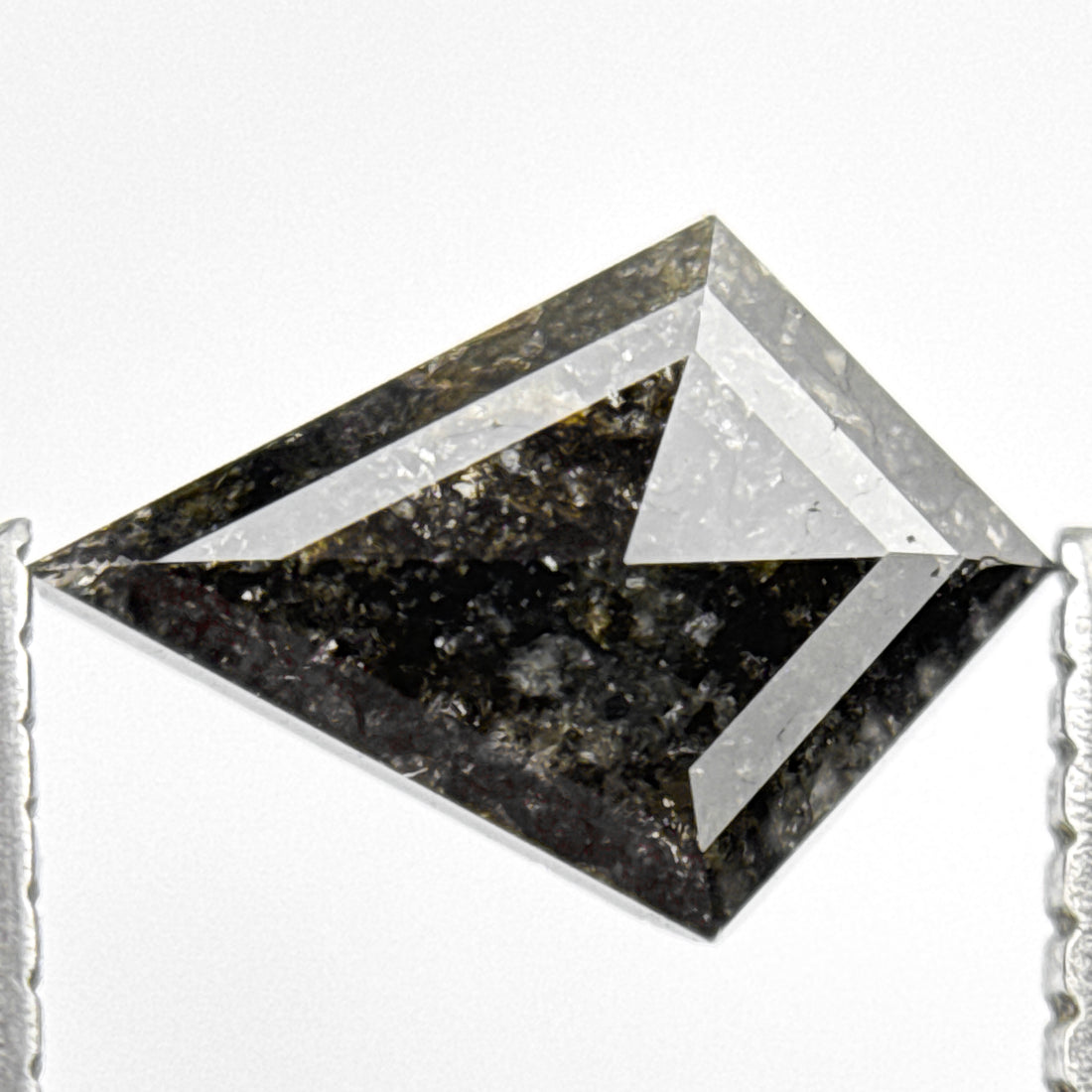 0.85 Ct Kite Rose Cut Black Natural Salt and Pepper Diamond