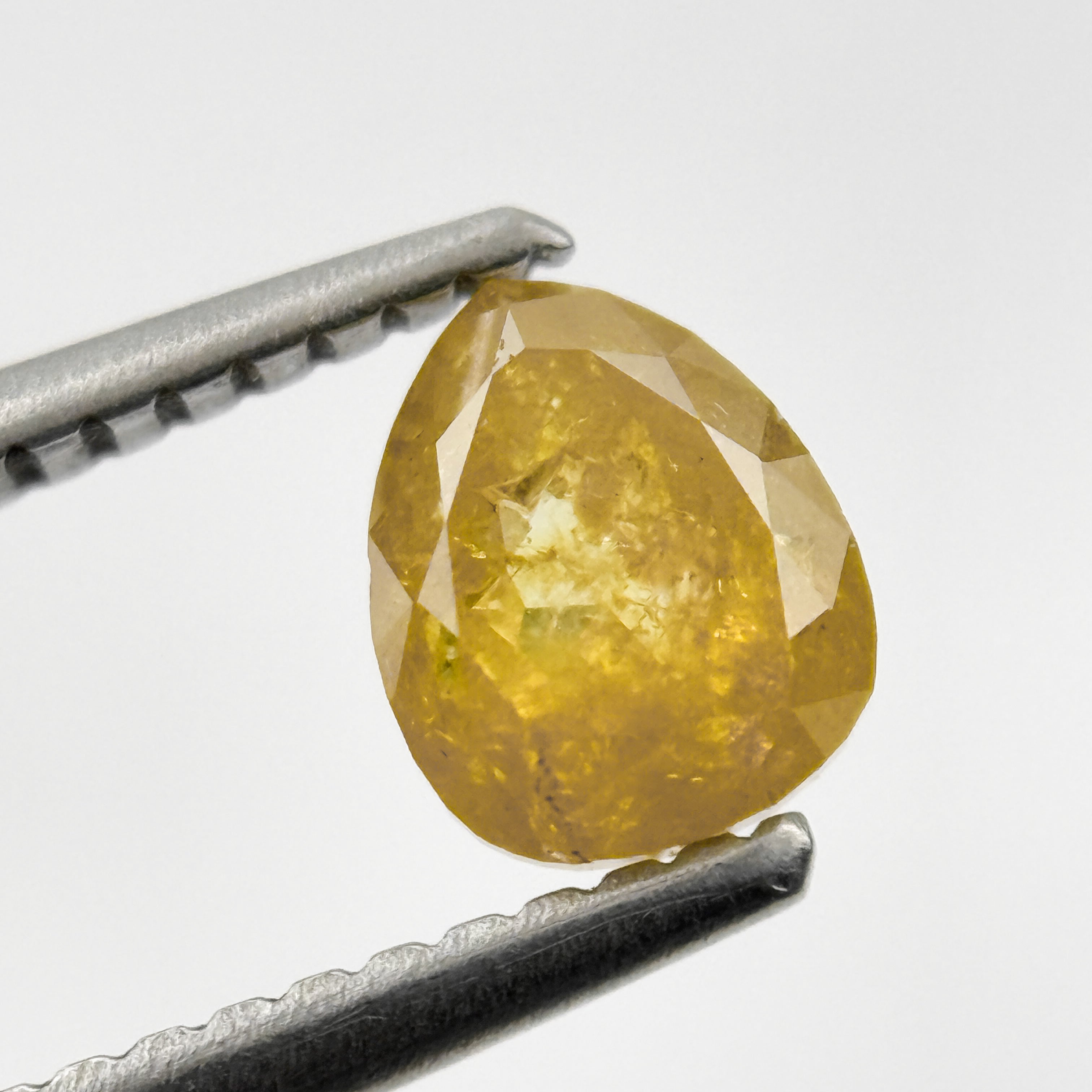 0.90 Ct Pear Rose Cut Yellow Natural Salt and Pepper Diamond