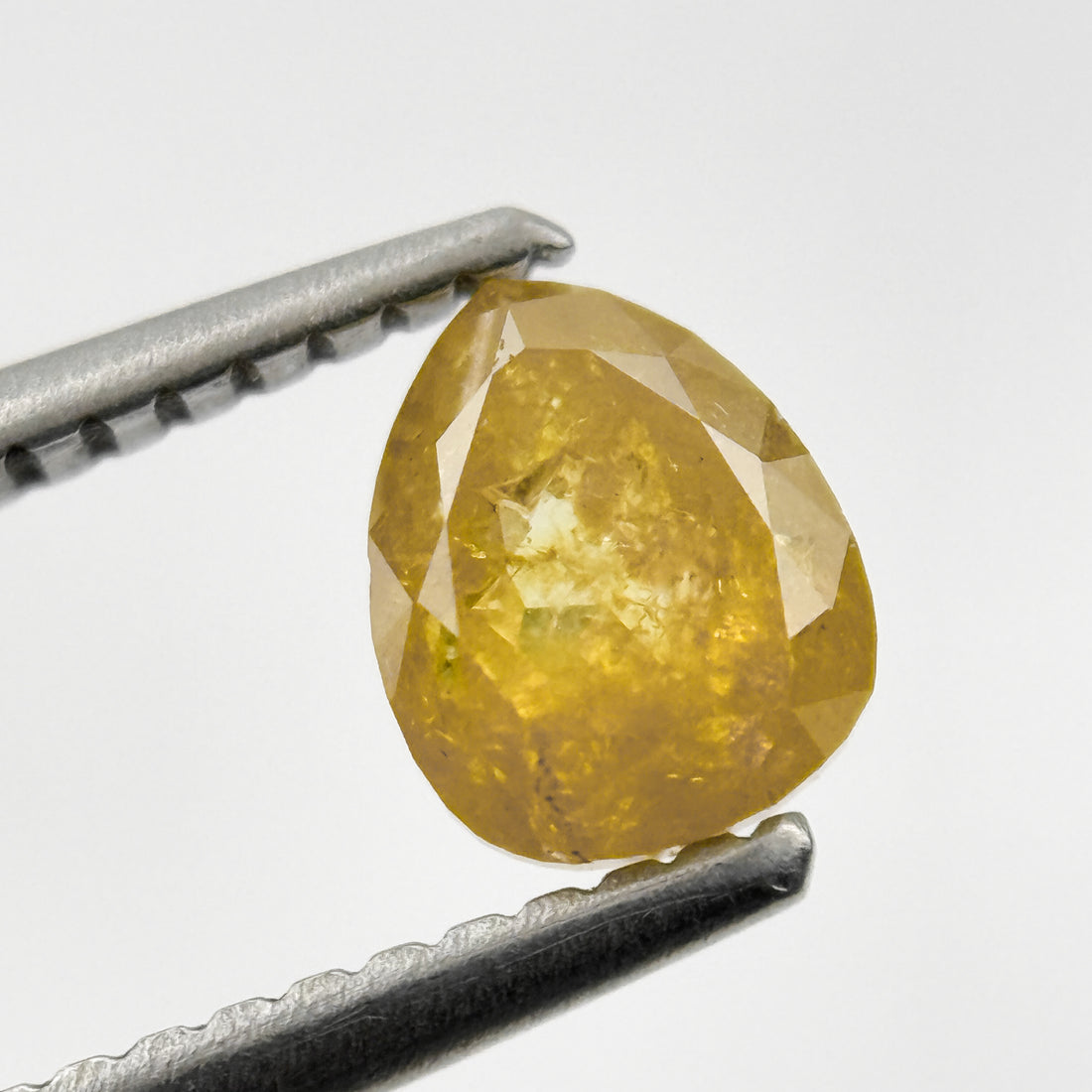 0.90 Ct Pear Rose Cut Yellow Natural Salt and Pepper Diamond
