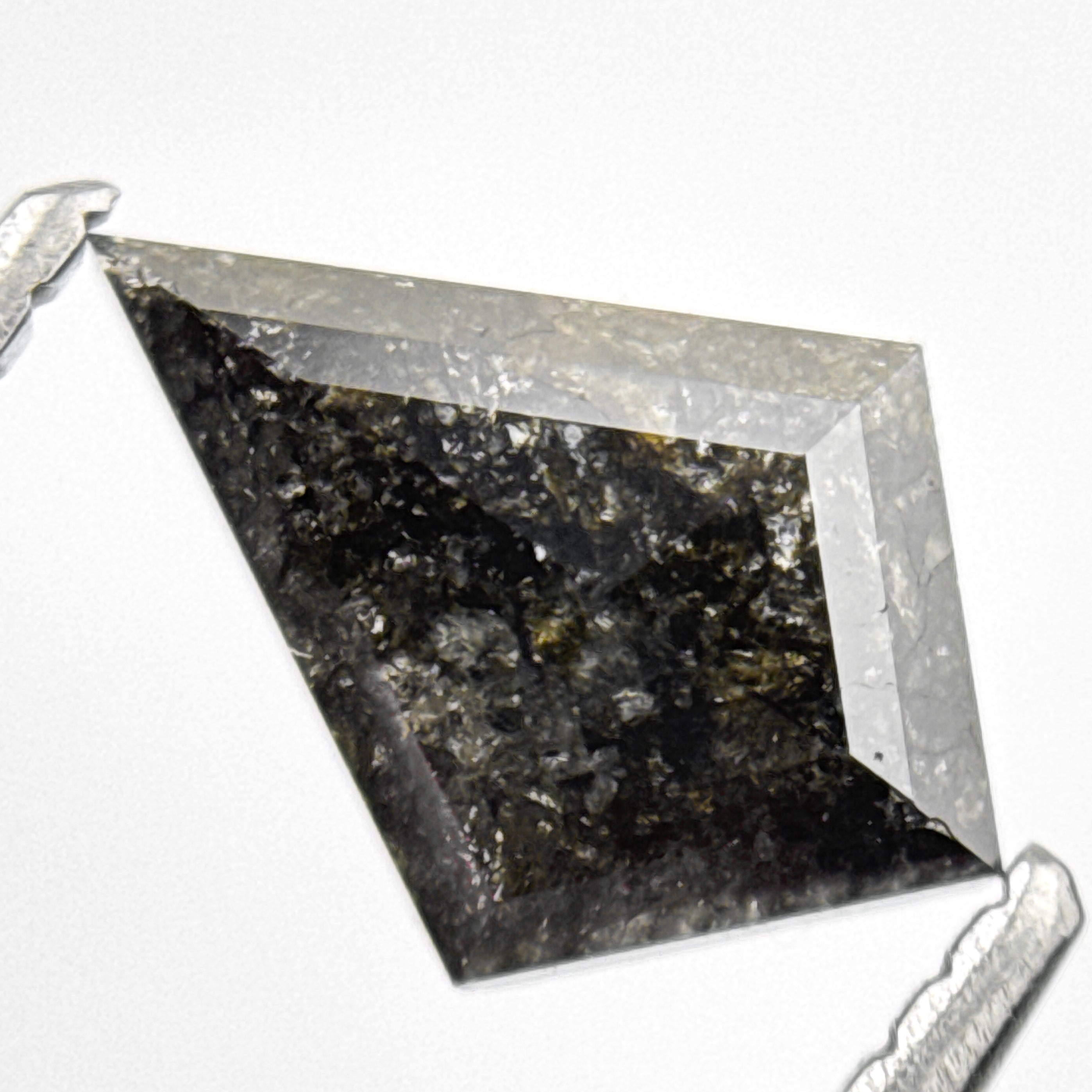 0.85 Ct Kite Rose Cut Black Natural Salt and Pepper Diamond
