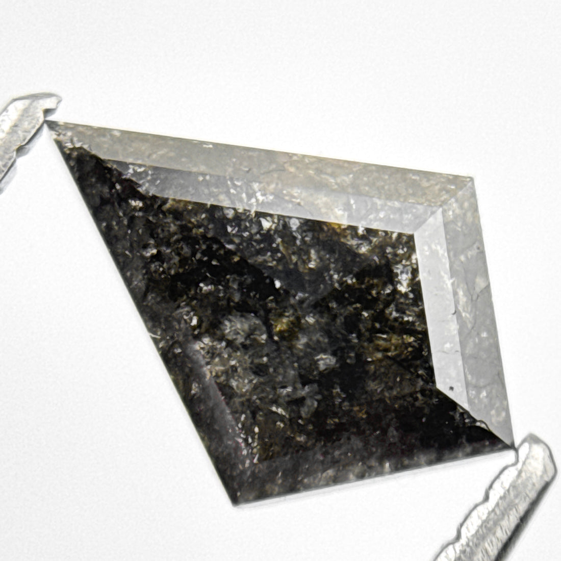 0.85 Ct Kite Rose Cut Black Natural Salt and Pepper Diamond