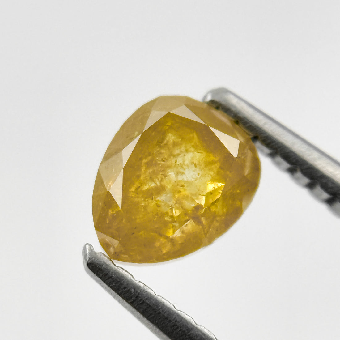 0.90 Ct Pear Rose Cut Yellow Natural Salt and Pepper Diamond