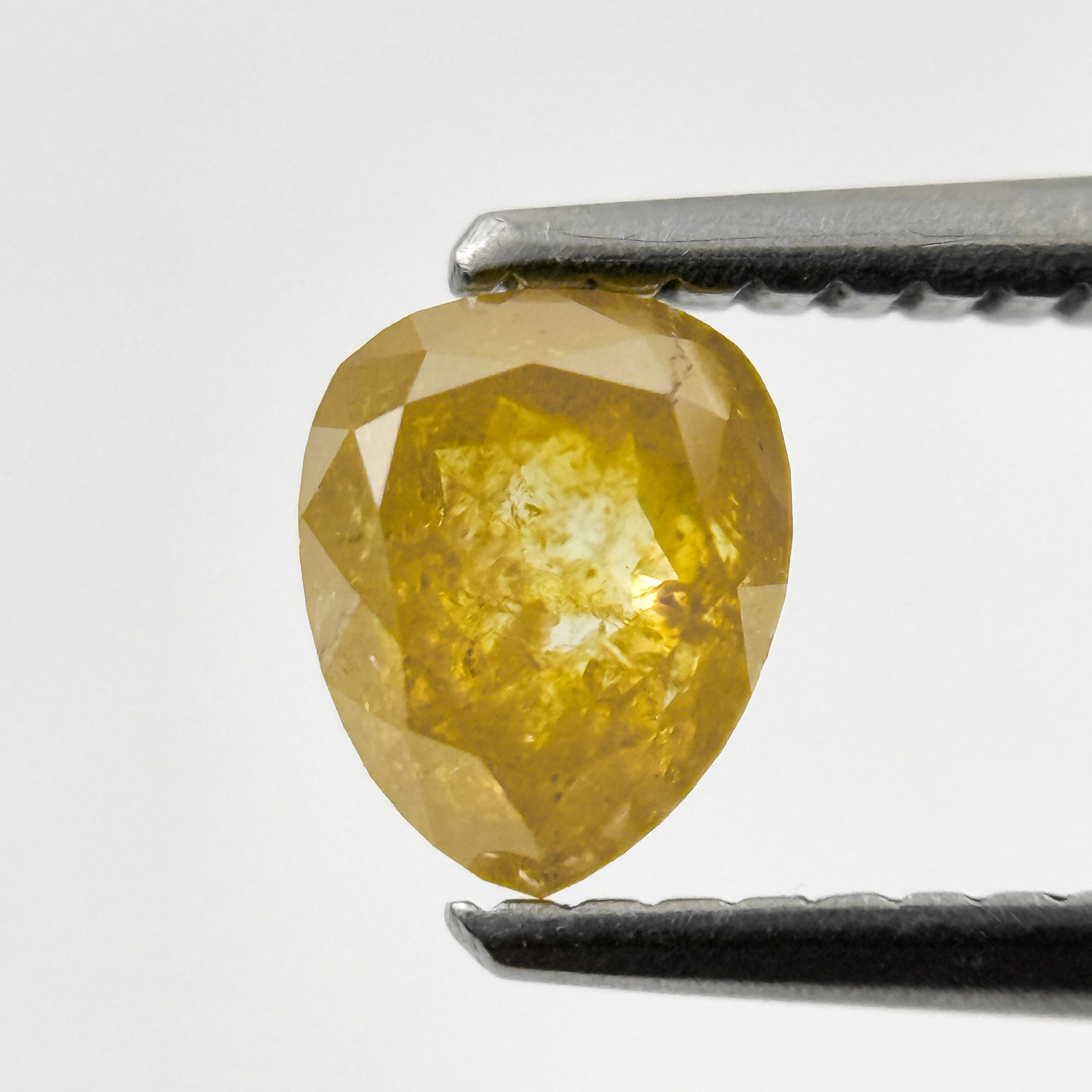 0.90 Ct Pear Rose Cut Yellow Natural Salt and Pepper Diamond
