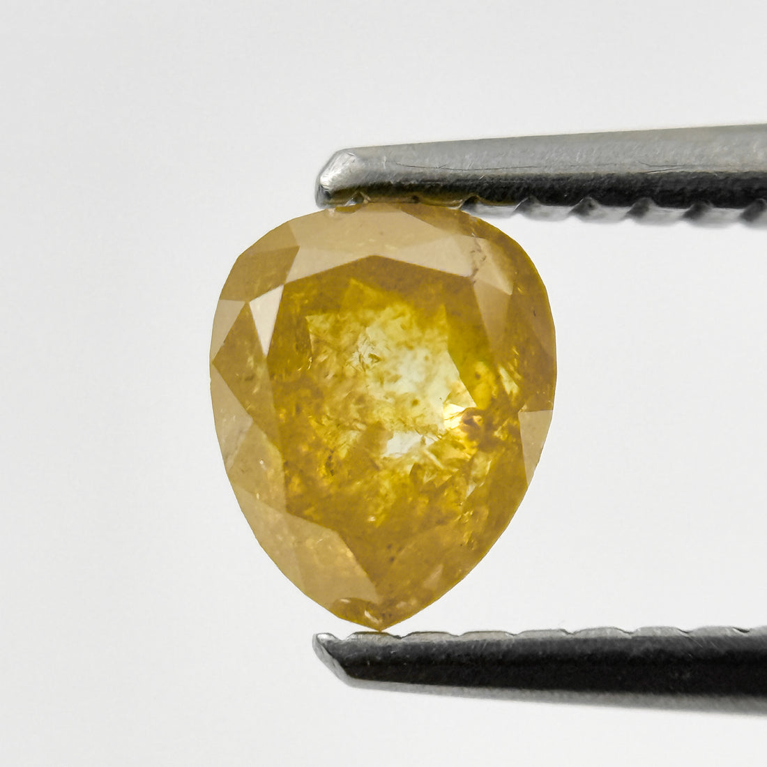 0.90 Ct Pear Rose Cut Yellow Natural Salt and Pepper Diamond