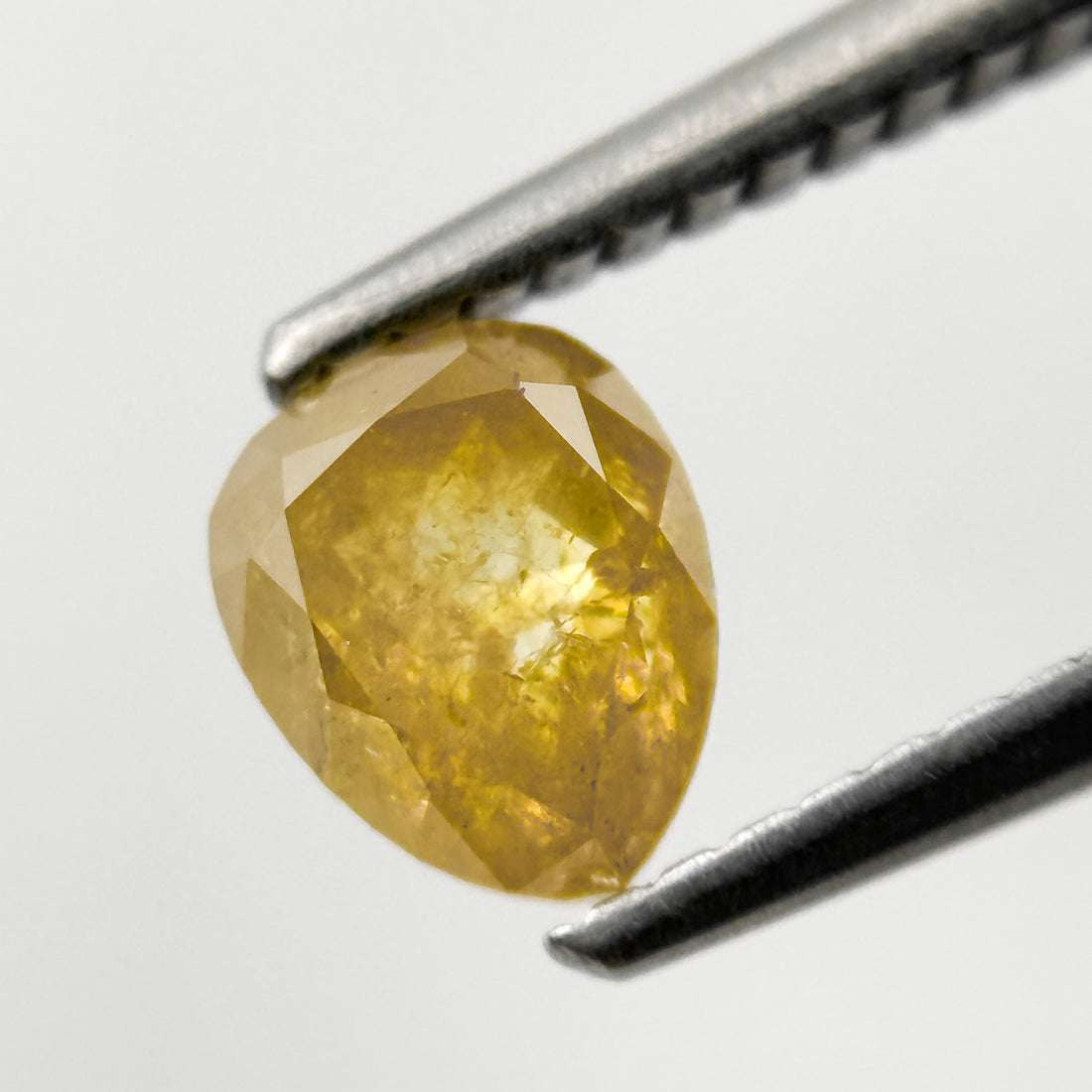 0.90 Ct Pear Rose Cut Yellow Natural Salt and Pepper Diamond