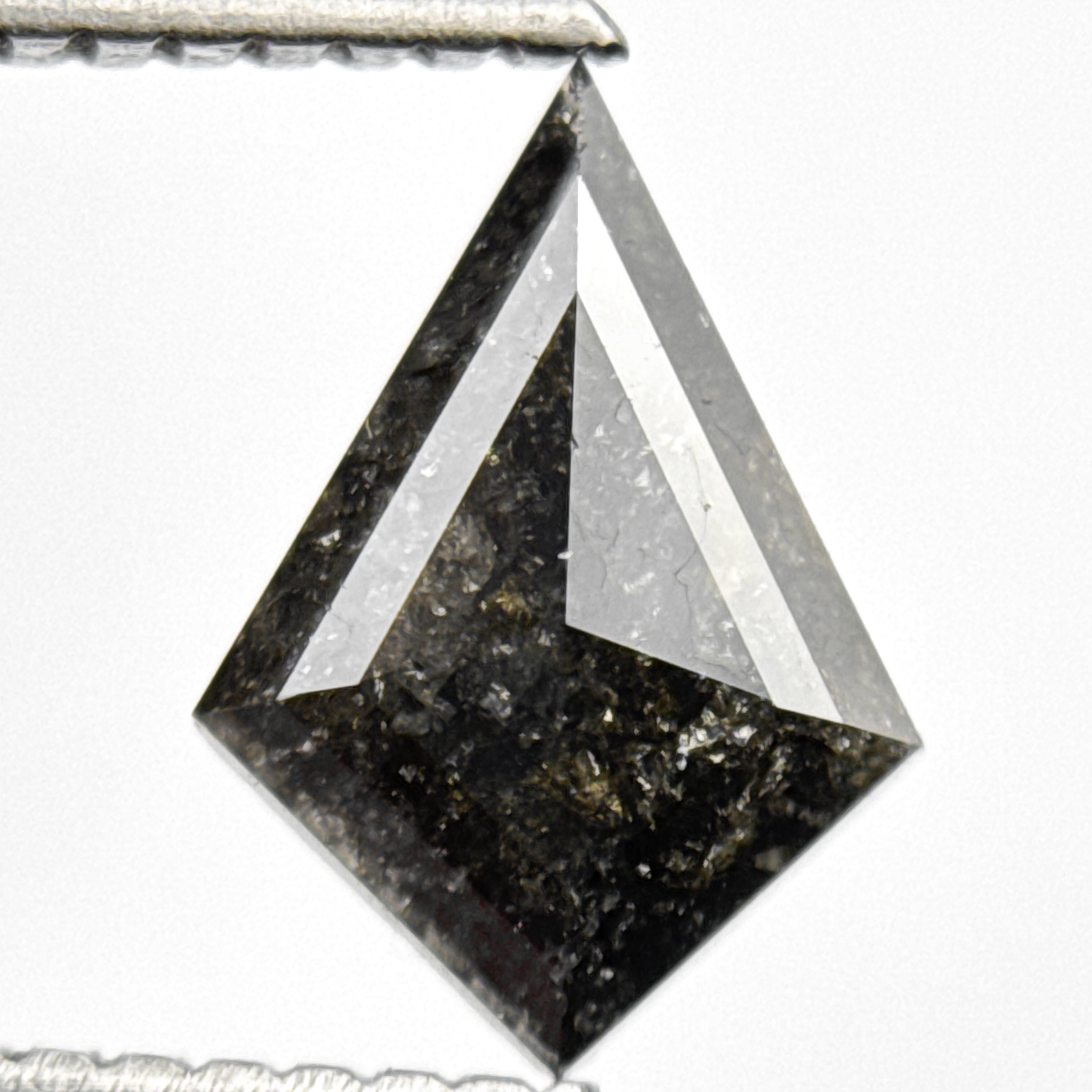 0.85 Ct Kite Rose Cut Black Natural Salt and Pepper Diamond