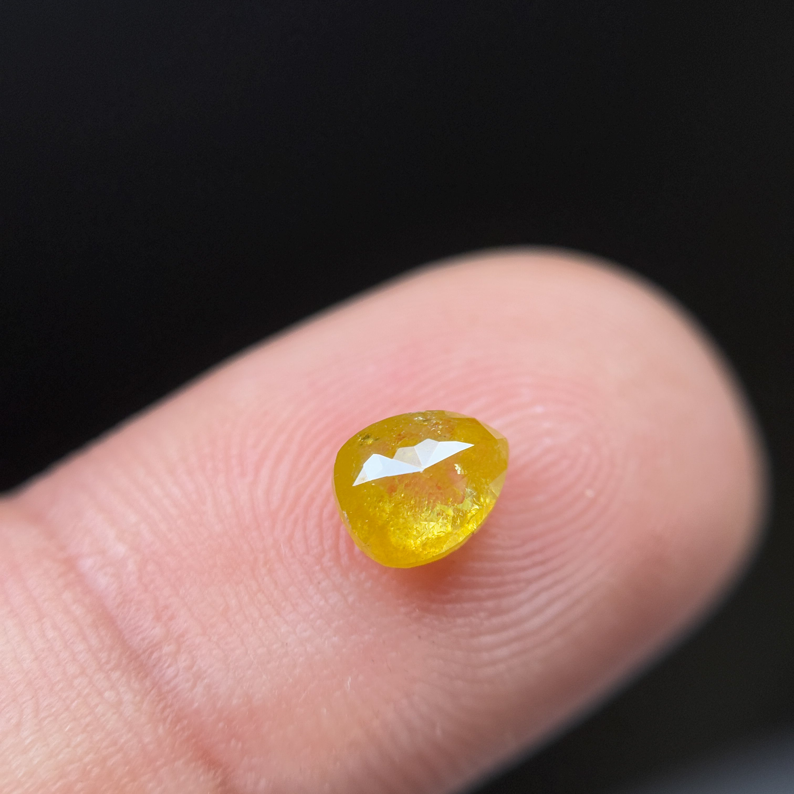 0.90 Ct Pear Rose Cut Yellow Natural Salt and Pepper Diamond