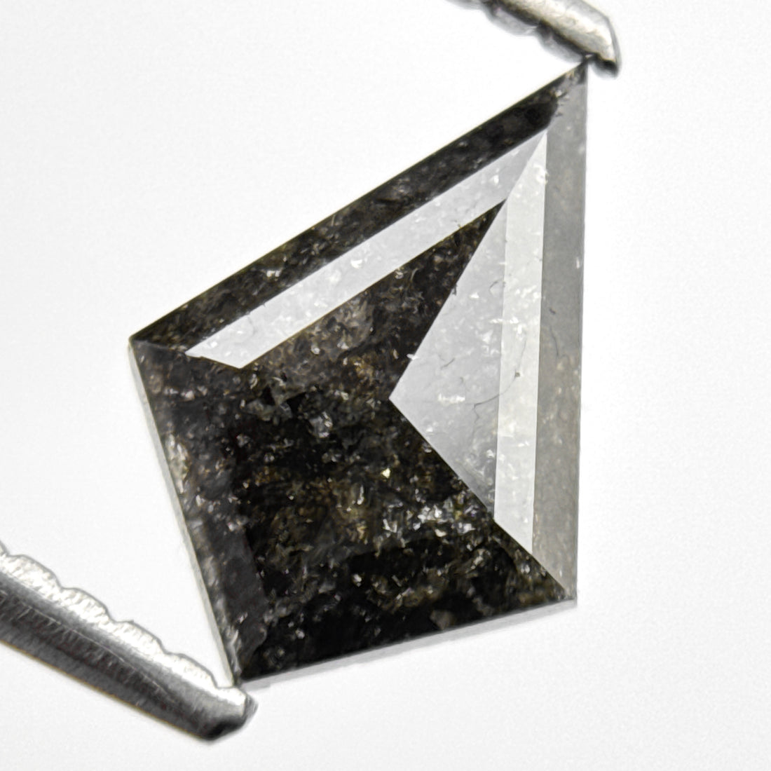 0.85 Ct Kite Rose Cut Black Natural Salt and Pepper Diamond